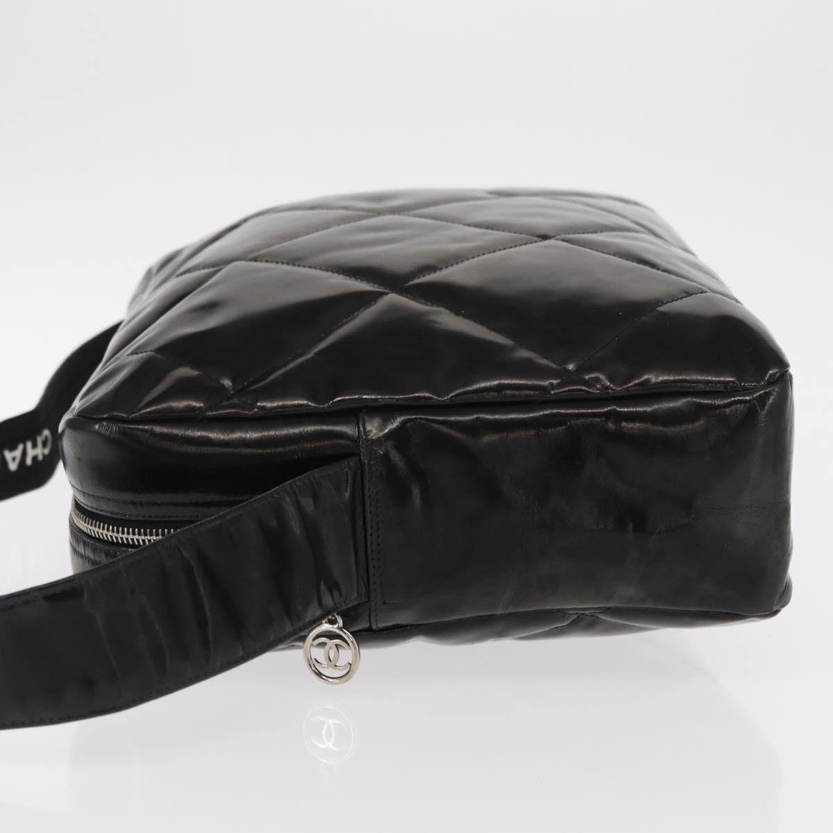 Chanel Vintage Enamel Black Patent_Leather Shoulder Bag Bag (Pre-Owned)