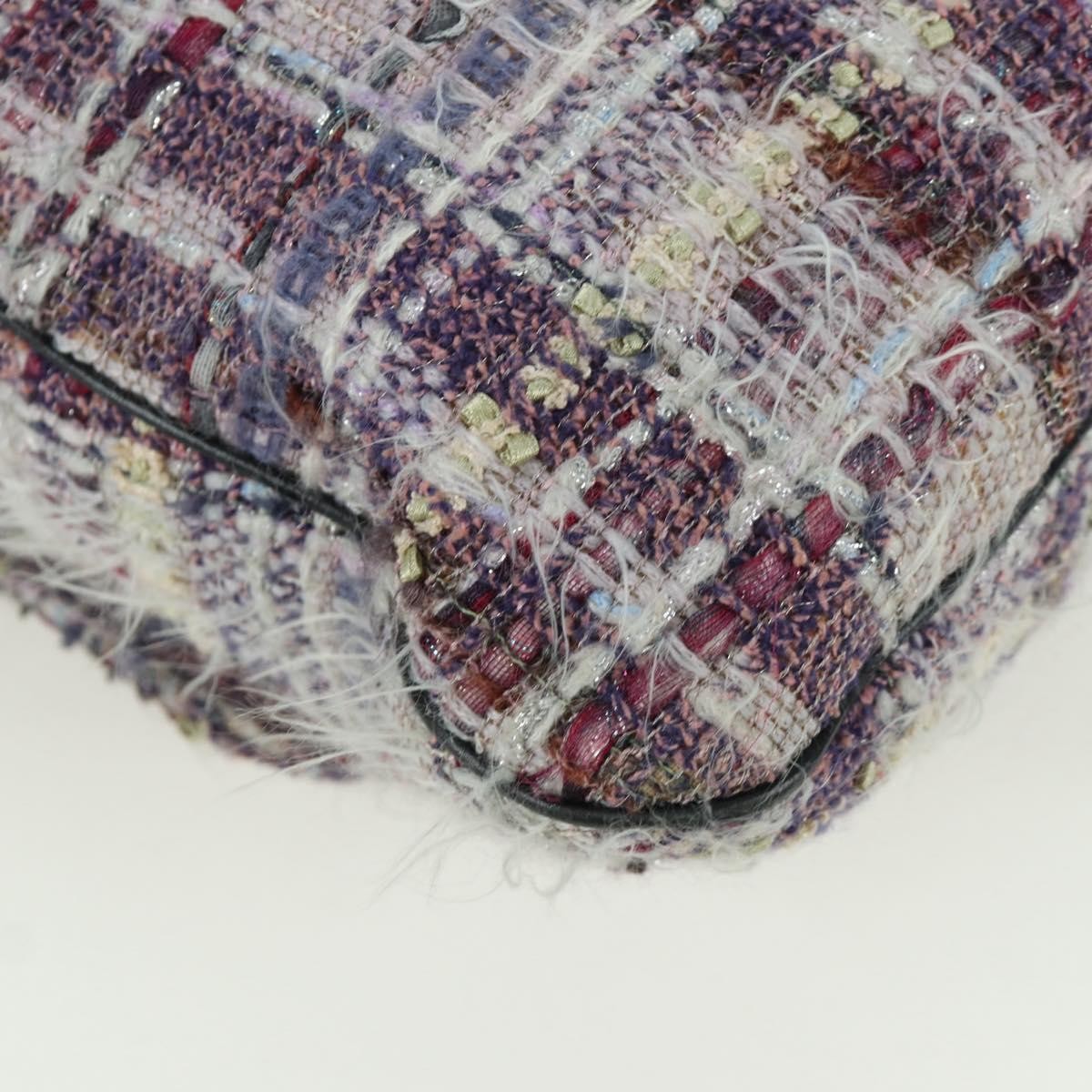Chanel Camellia Messenger Tweed Purple Tweed Shoulder Bag Bag (Pre-Owned)