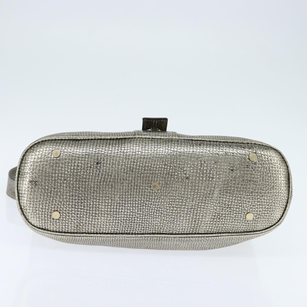 Bvlgari Leoni Top Handle Leather Silver Leather Handbag (Pre-Owned)