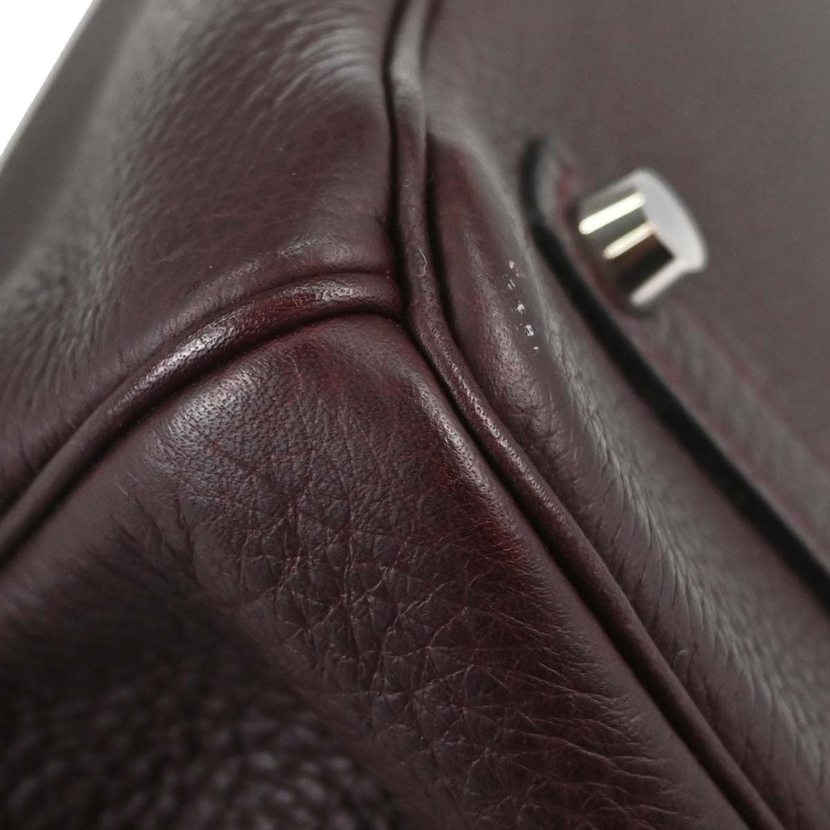 Hermes Birkin Purple Togo With Palladium Hardware Burgundy Leather Handbag (Pre-Owned)
