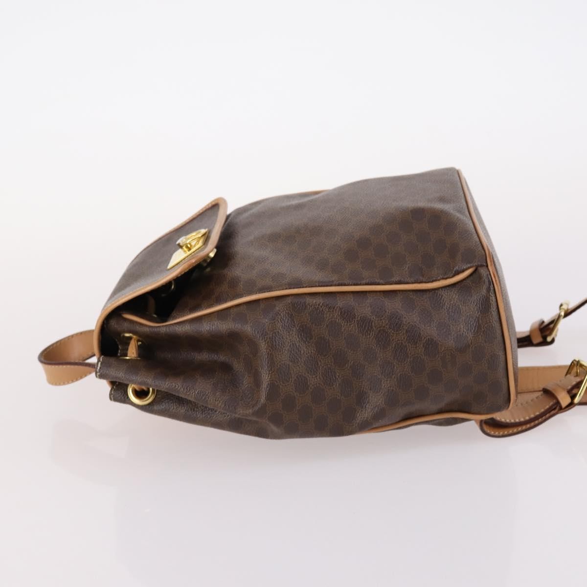 Fendi Vintage Drawstring Flap Brown Canvas Backpack Bag (Pre-Owned)