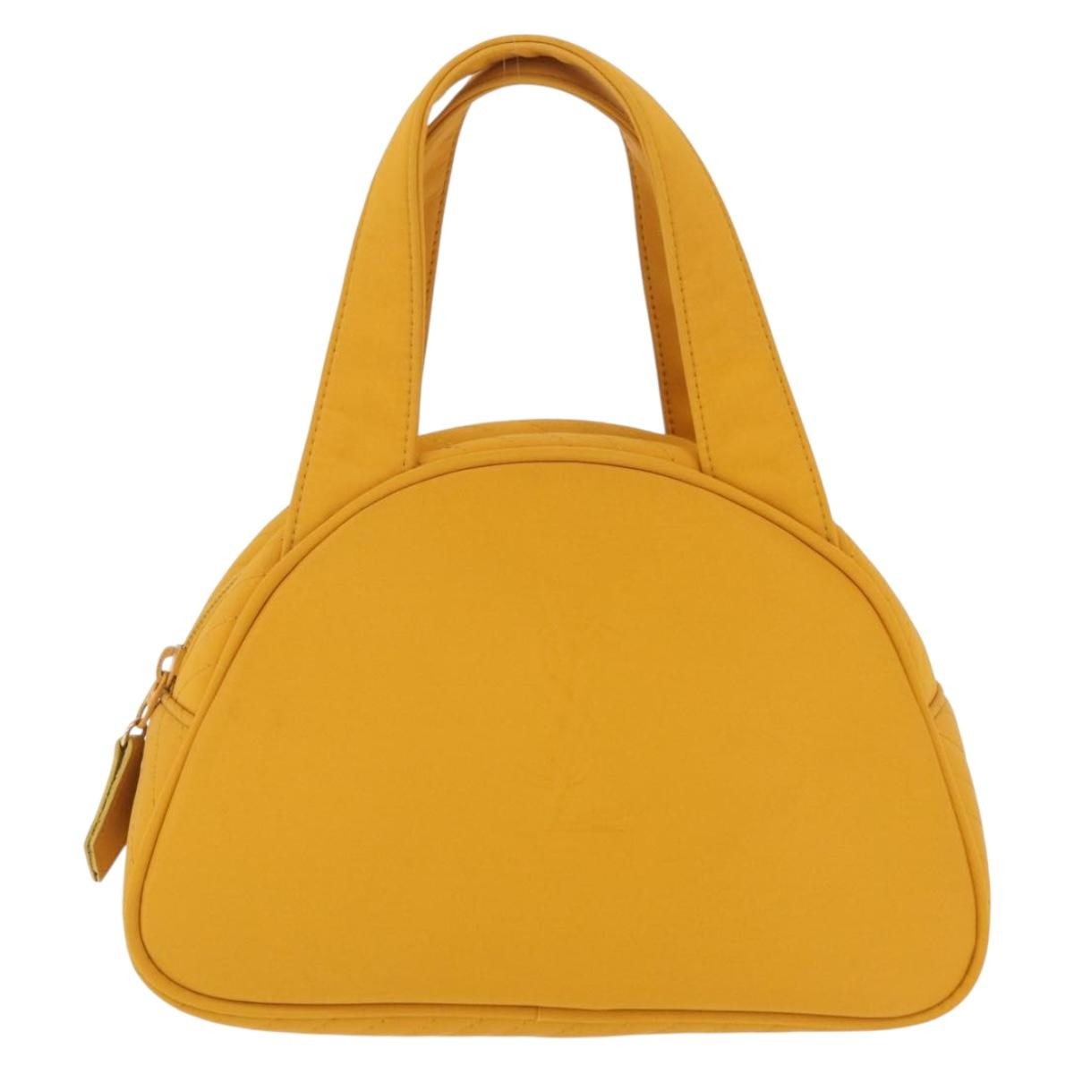 Saint Laurent Vintage Quilted Top Handle Bag Nylon Yellow Nylon Handbag (Pre-Owned)