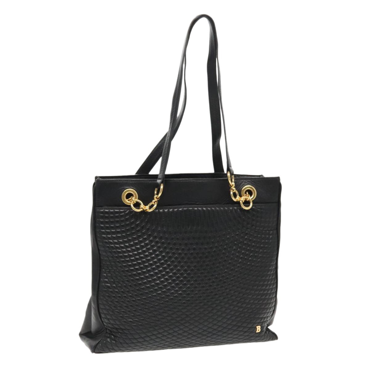 Bally Vintage Quilted Leather Black Leather Shoulder Bag Bag (Pre-Owned)