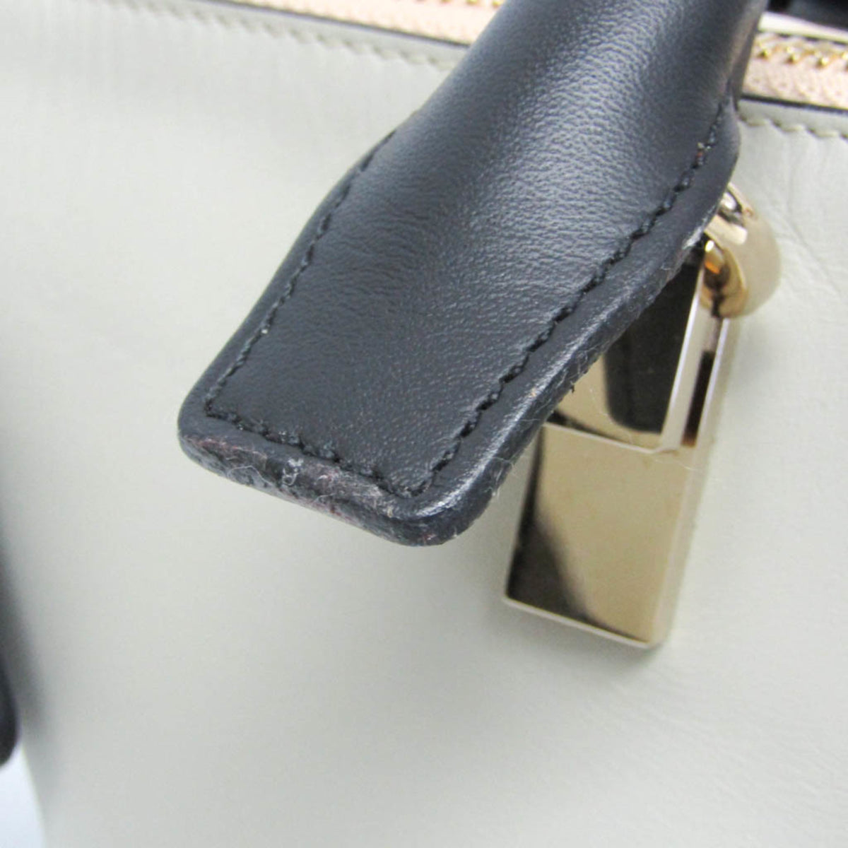 Chloe Bicolor Baylee Satchel Leather Gray Leather Handbag (Pre-Owned)