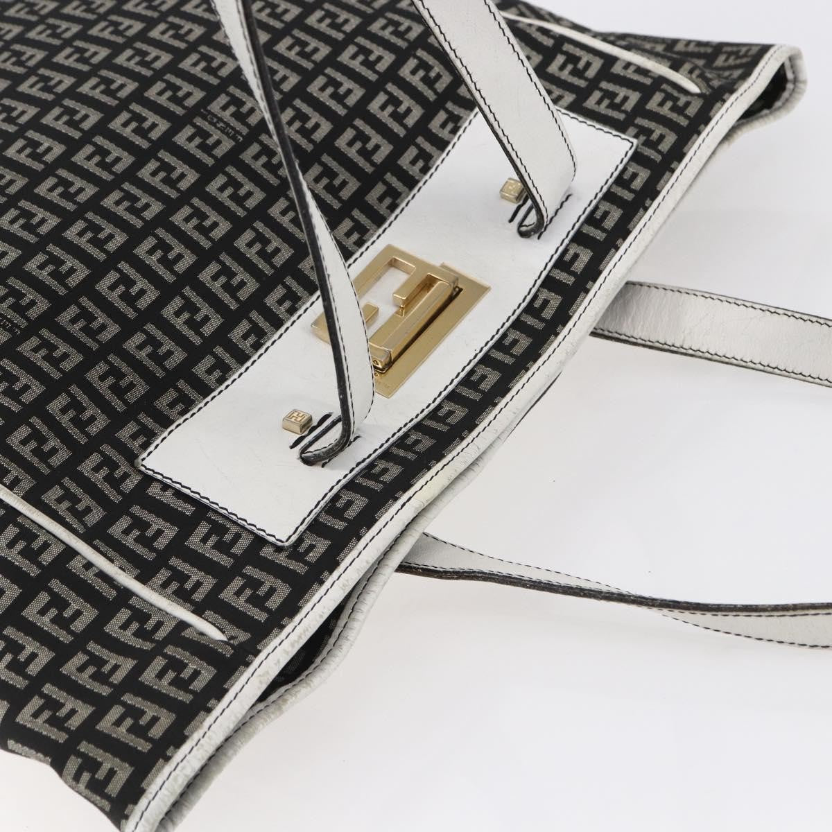 Fendi Zucca Tote Canvas Black Canvas Tote Bag Bag (Pre-Owned)