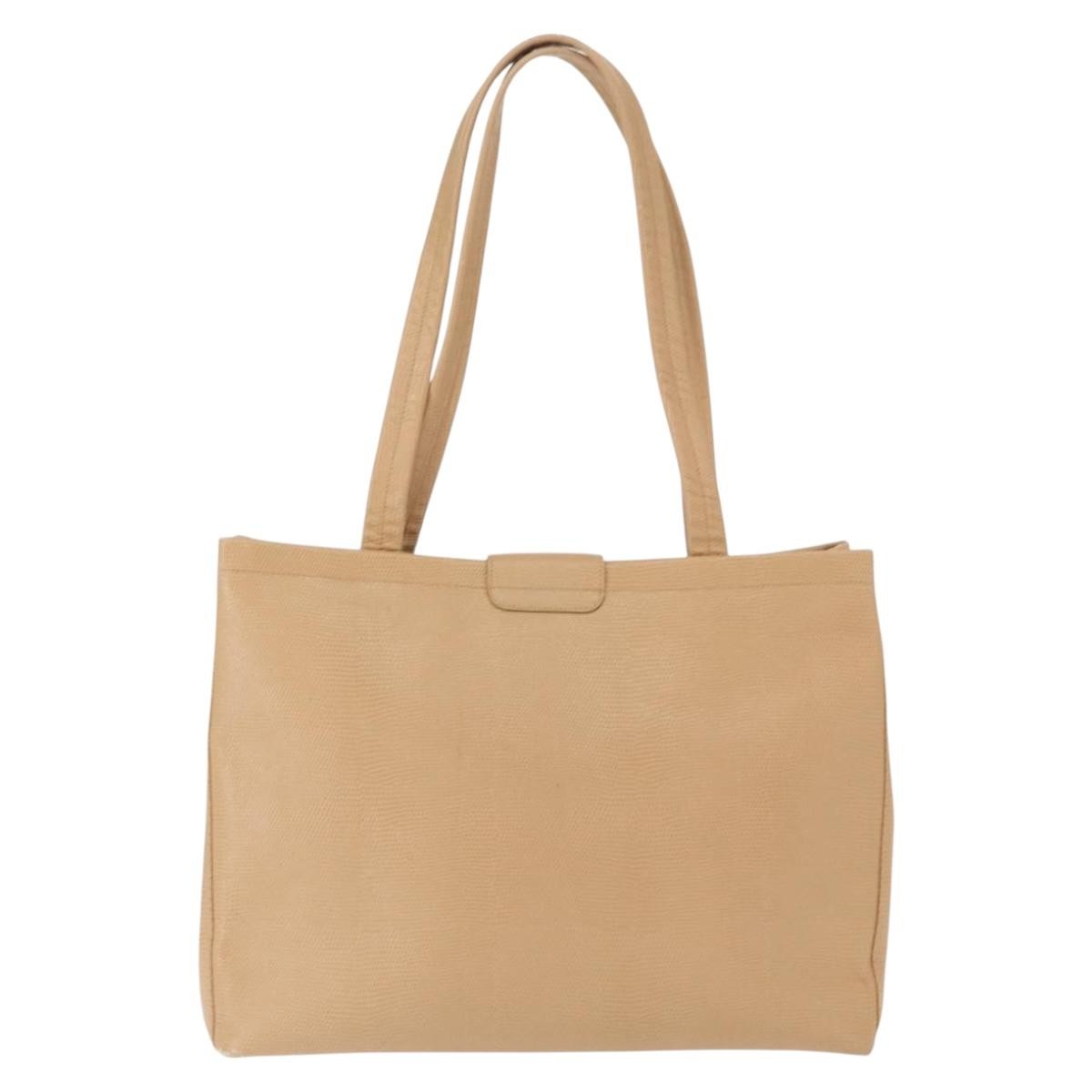 Salvatore Ferragamo Vala Tote Leather Beige Leather Tote Bag Bag (Pre-Owned)