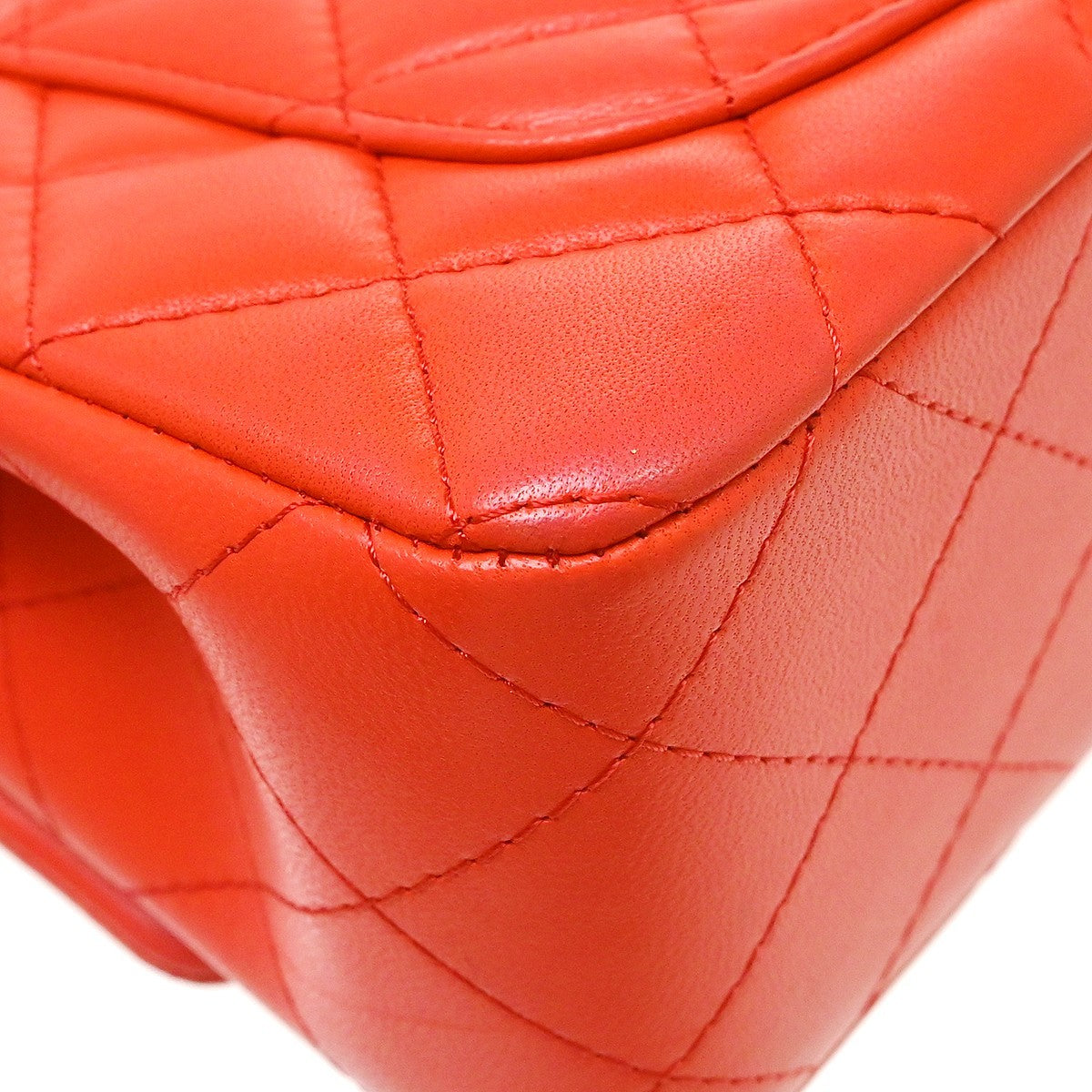 Chanel Classic Single Flap Quilted Lambskin Orange Leather Shoulder Bag Bag (Pre-Owned)