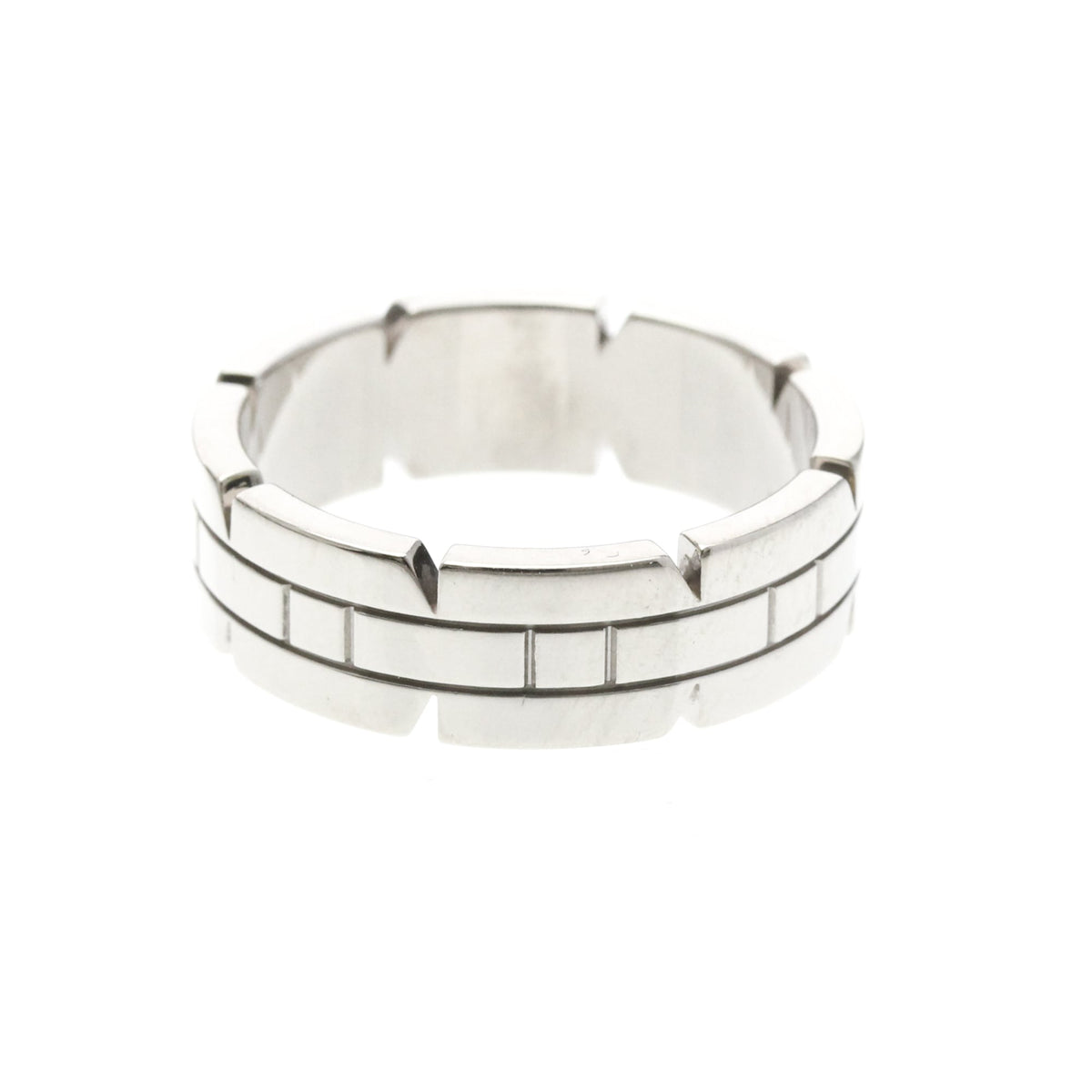 Cartier Tank Francaise 18K White Gold Silver White_Gold Ring Jewelry (Pre-Owned)