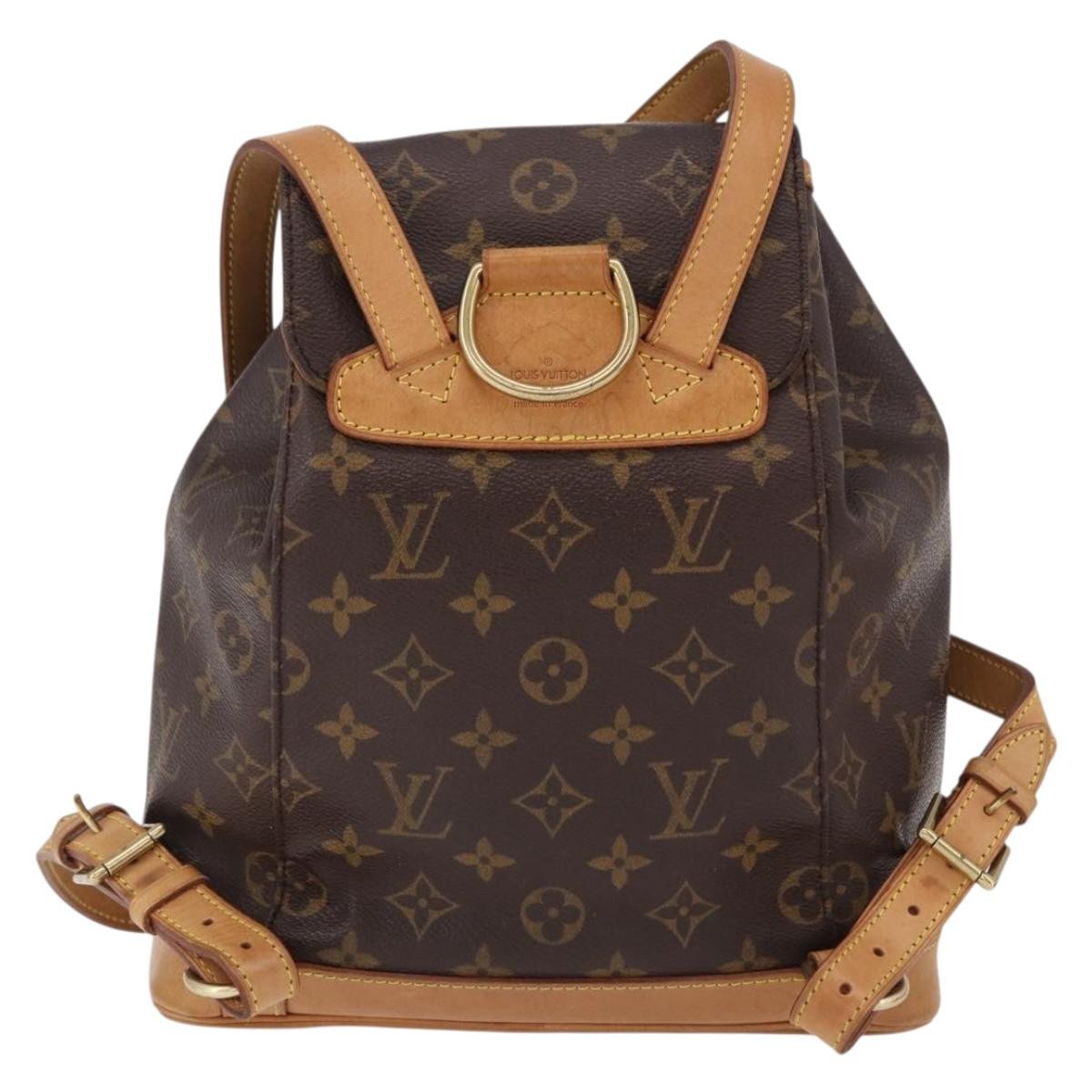 Louis Vuitton Montsouris Monogram Washed Denim Brown Canvas Backpack Bag (Pre-Owned)
