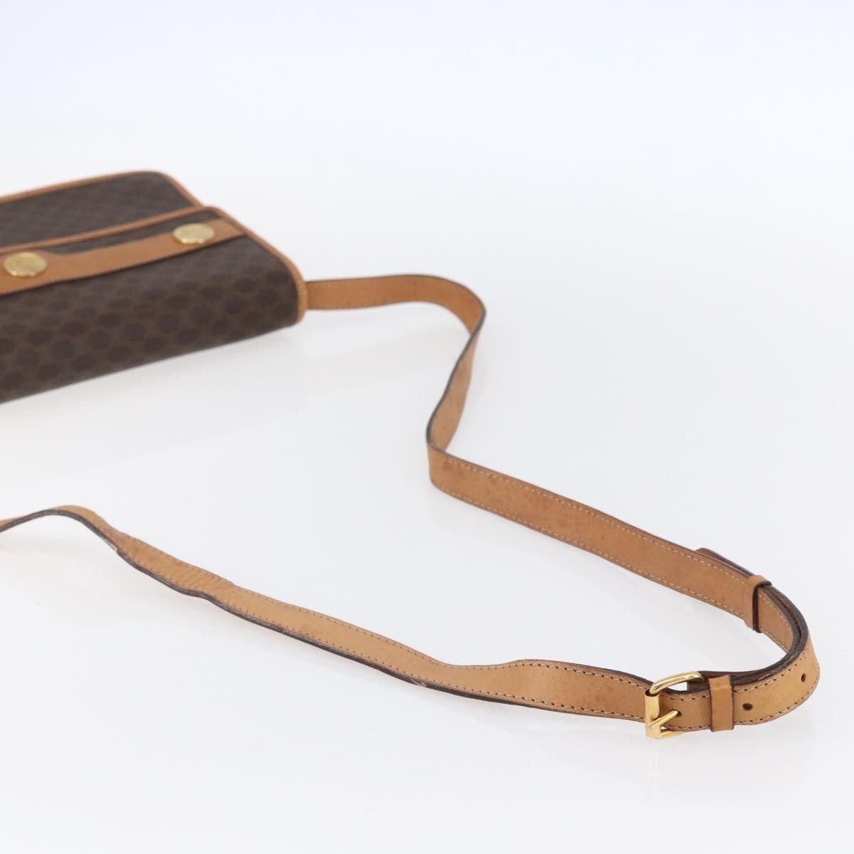Celine Vintage Macadam Canvas And Leather Brown Canvas Shoulder Bag Bag (Pre-Owned)