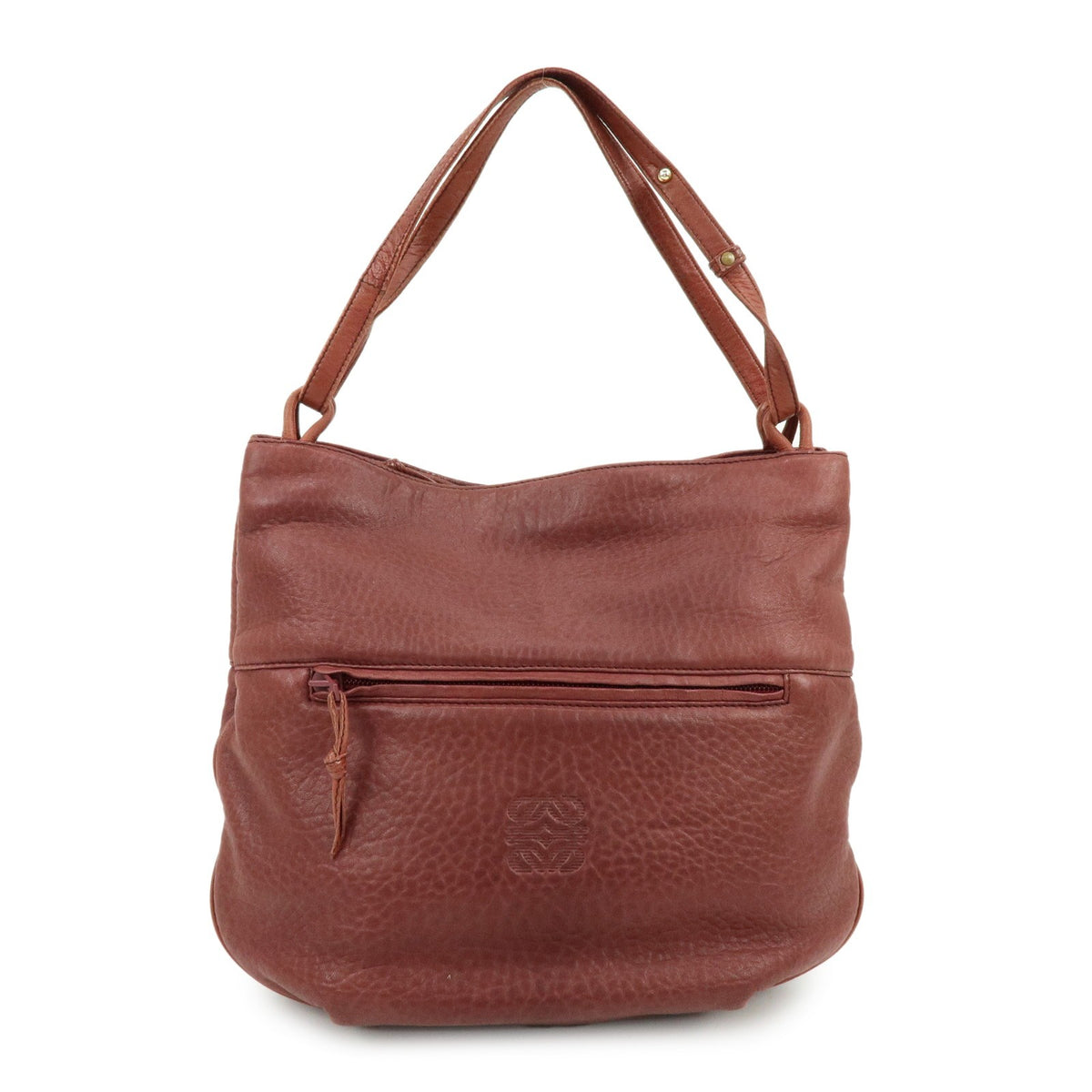 Loewe Anagram Leather Burgundy Leather Tote Bag Bag (Pre-Owned)