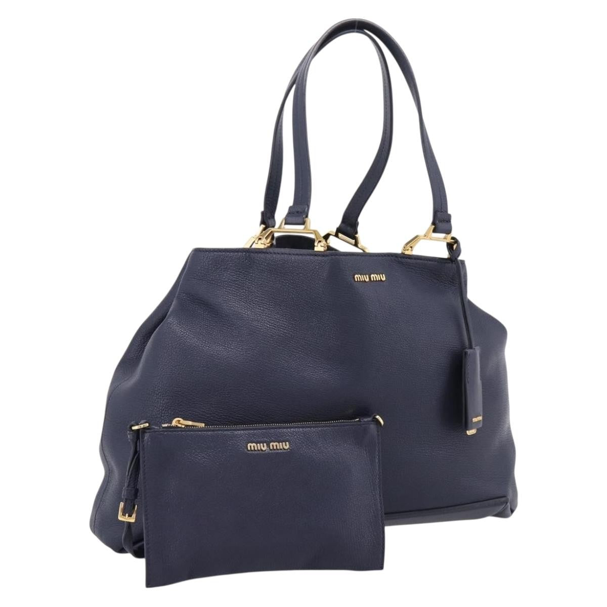 Miu Miu Madras Leather Navy Leather Shoulder Bag Bag (Pre-Owned)
