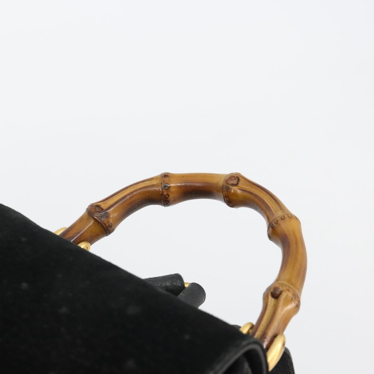 Gucci Gucci Bamboo Daim Black Suede Backpack Bag (Pre-Owned)