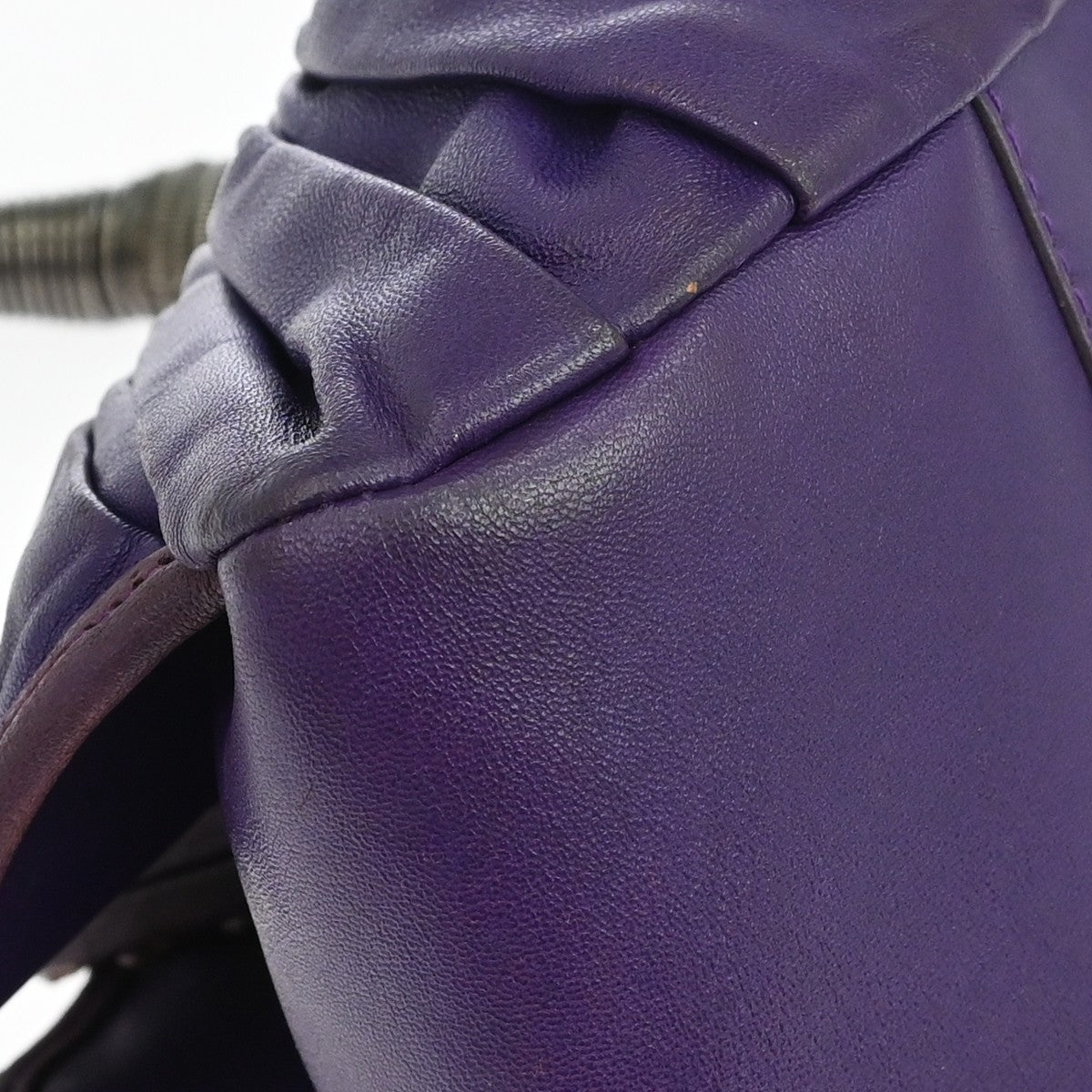 Christian Dior Plisse Frame Pleated Leather Purple Leather Handbag (Pre-Owned)