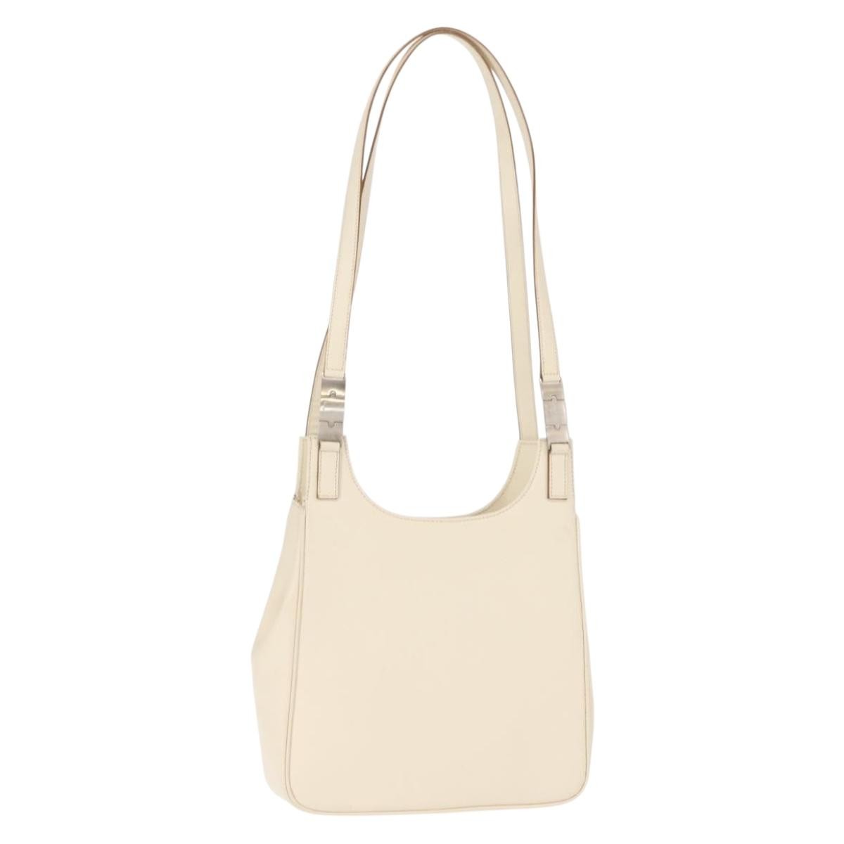 Salvatore Ferragamo Shoulder Leather Ecru Leather Shoulder Bag Bag (Pre-Owned)