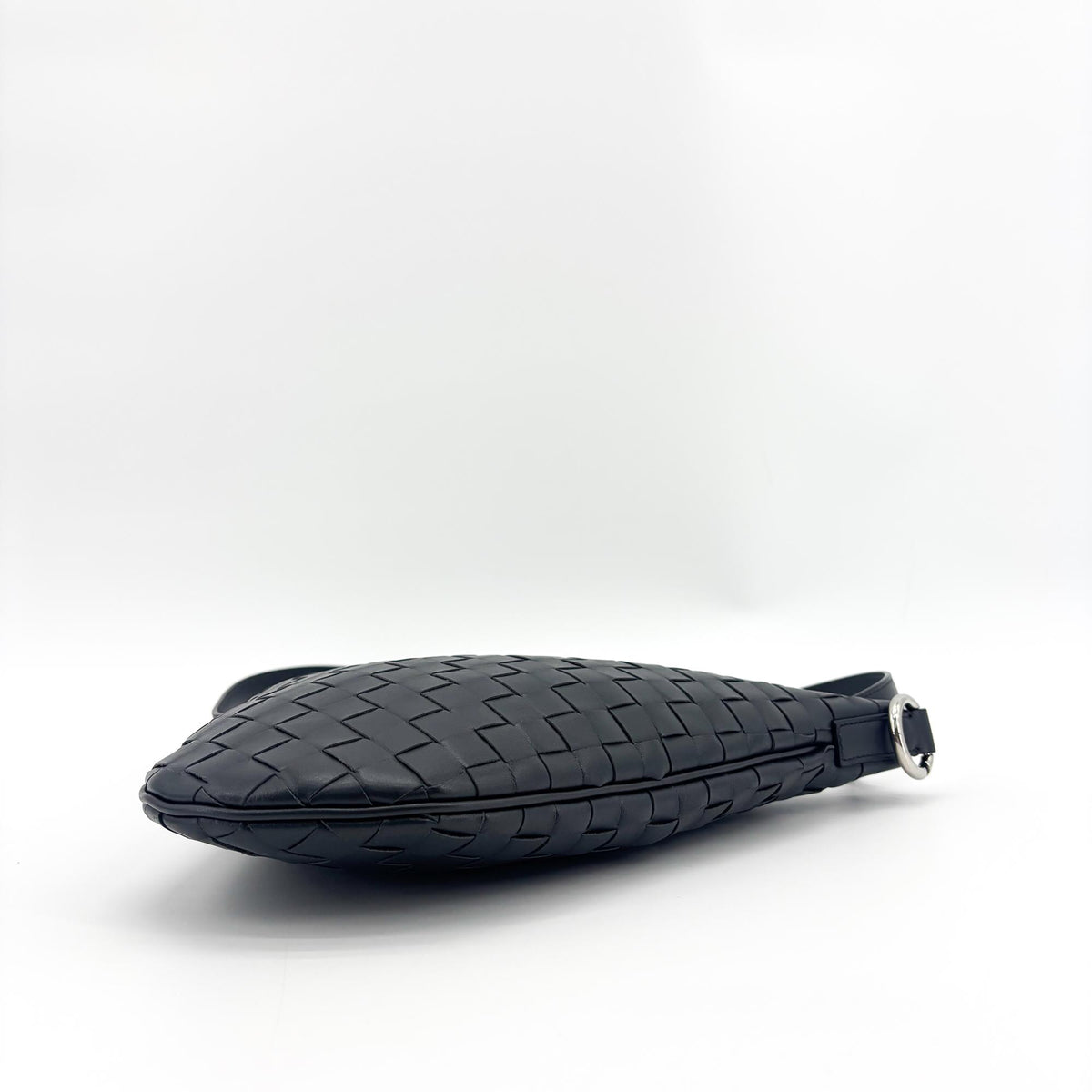 Bottega Veneta Virgule Intrecciato Nappa Black Leather Shoulder Bag Bag (Pre-Owned)