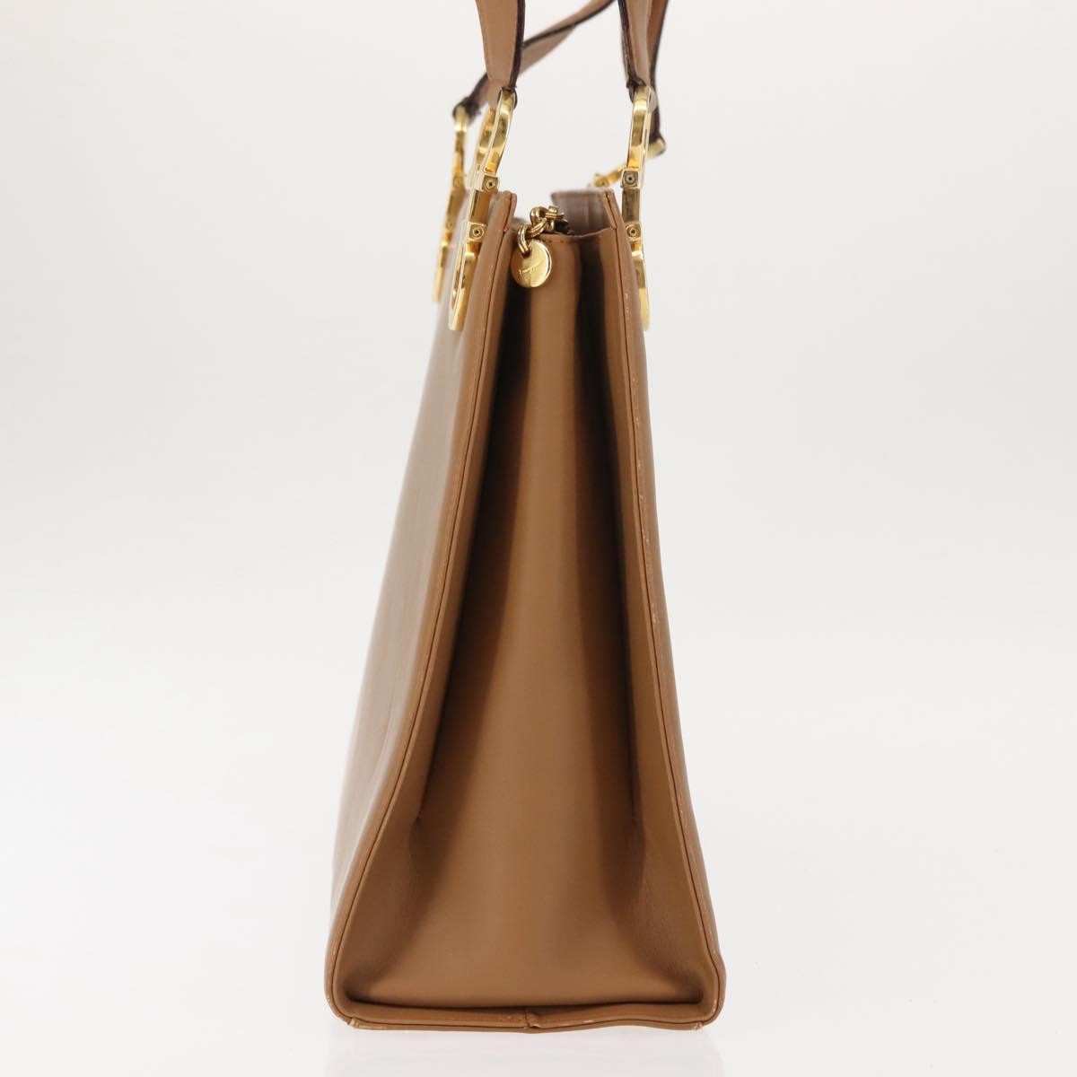 Salvatore Ferragamo Gancini Leather Beige Leather Shoulder Bag Bag (Pre-Owned)