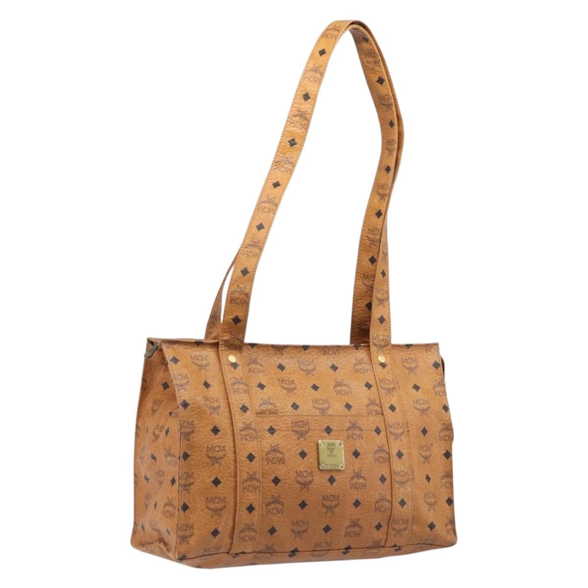 MCM Vintage Visetos Leather Brown Leather Tote Bag Bag (Pre-Owned)