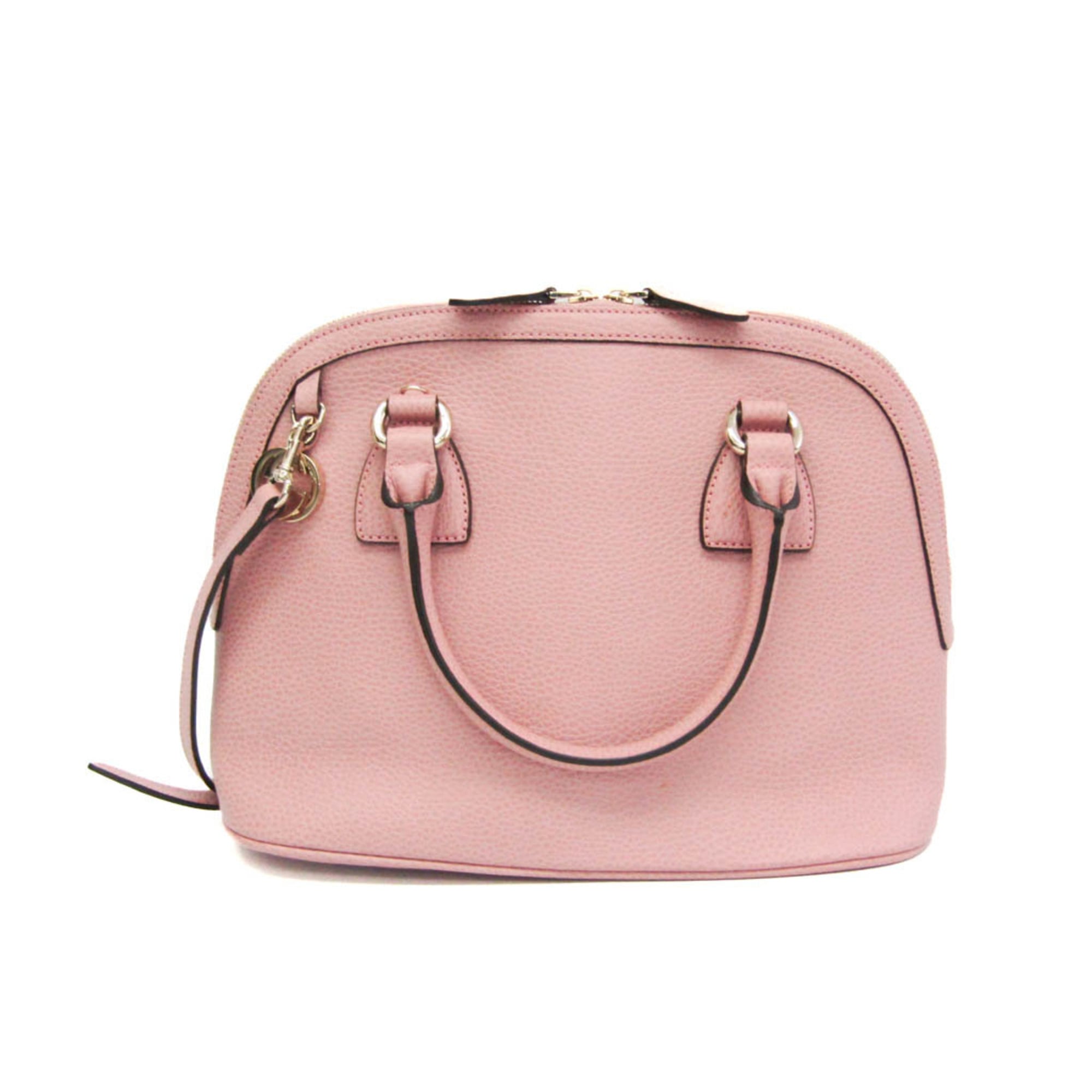 Gucci Convertible Dome Satchel Leather Pink Leather Handbag (Pre-Owned)