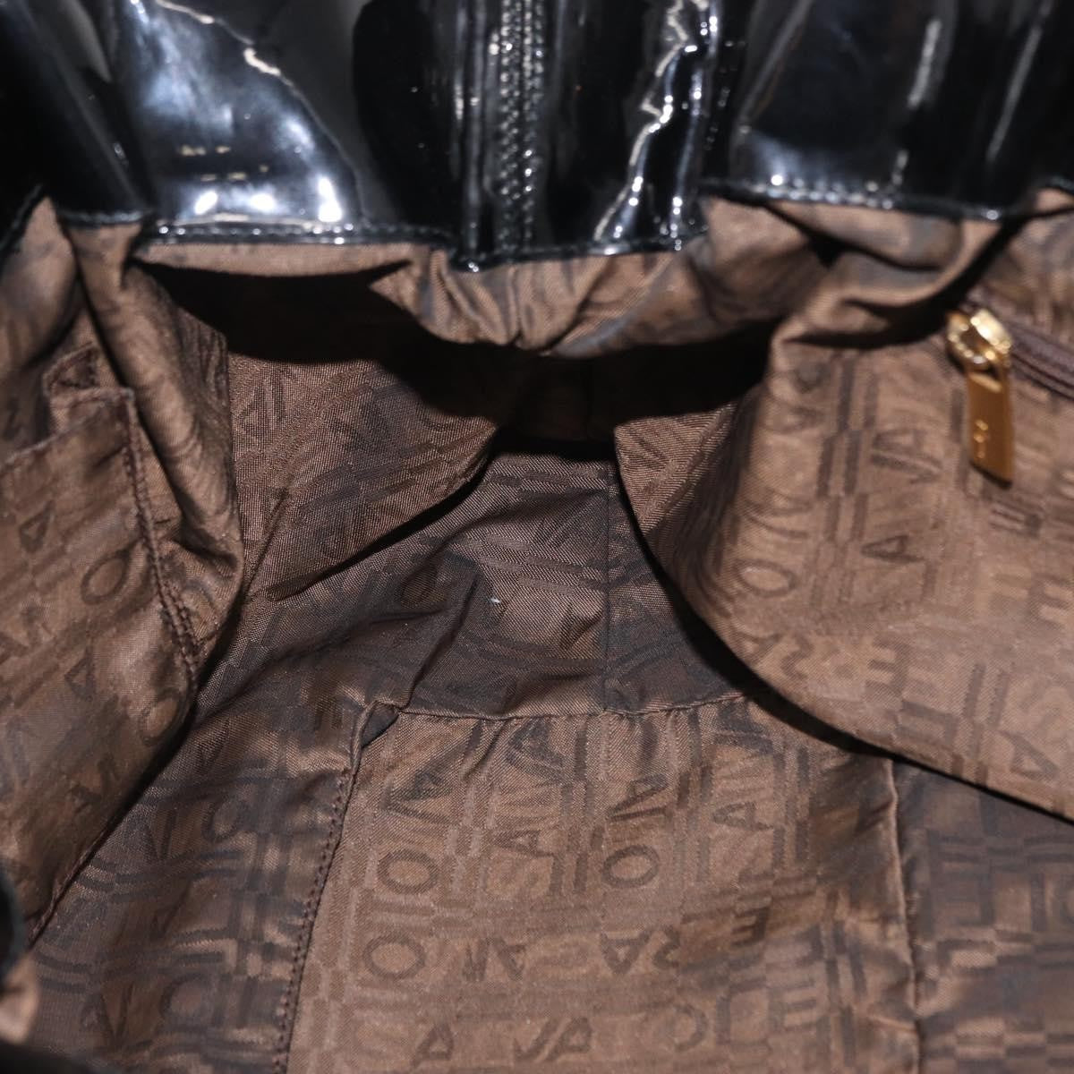 Salvatore Ferragamo Gancini Tote Patent Leather Black Patent_Leather Tote Bag Bag (Pre-Owned)