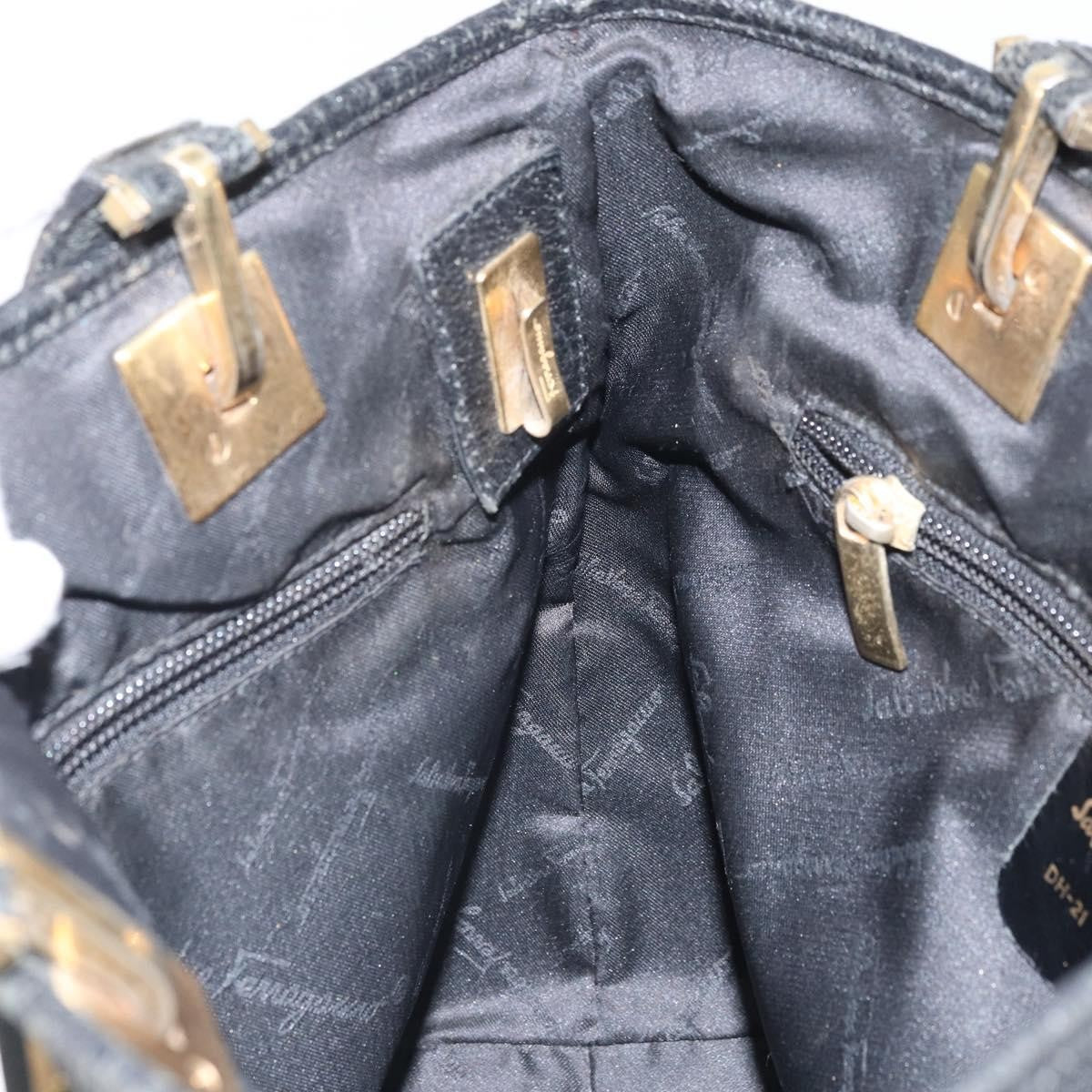 Salvatore Ferragamo Vintage Canvas Black Canvas Tote Bag Bag (Pre-Owned)