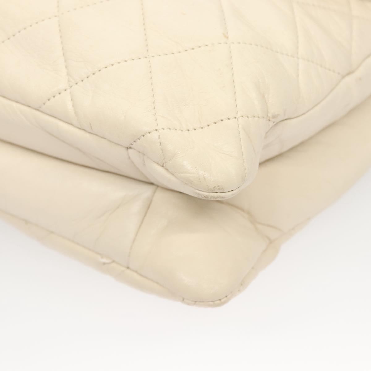 Chanel Padded Envelope Flap Quilted Aged Calfskin White Leather Shoulder Bag Bag (Pre-Owned)
