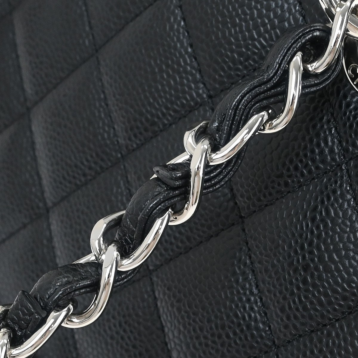 Chanel Petite Shopping Tote Quilted Caviar Black Leather Tote Bag Bag (Pre-Owned)
