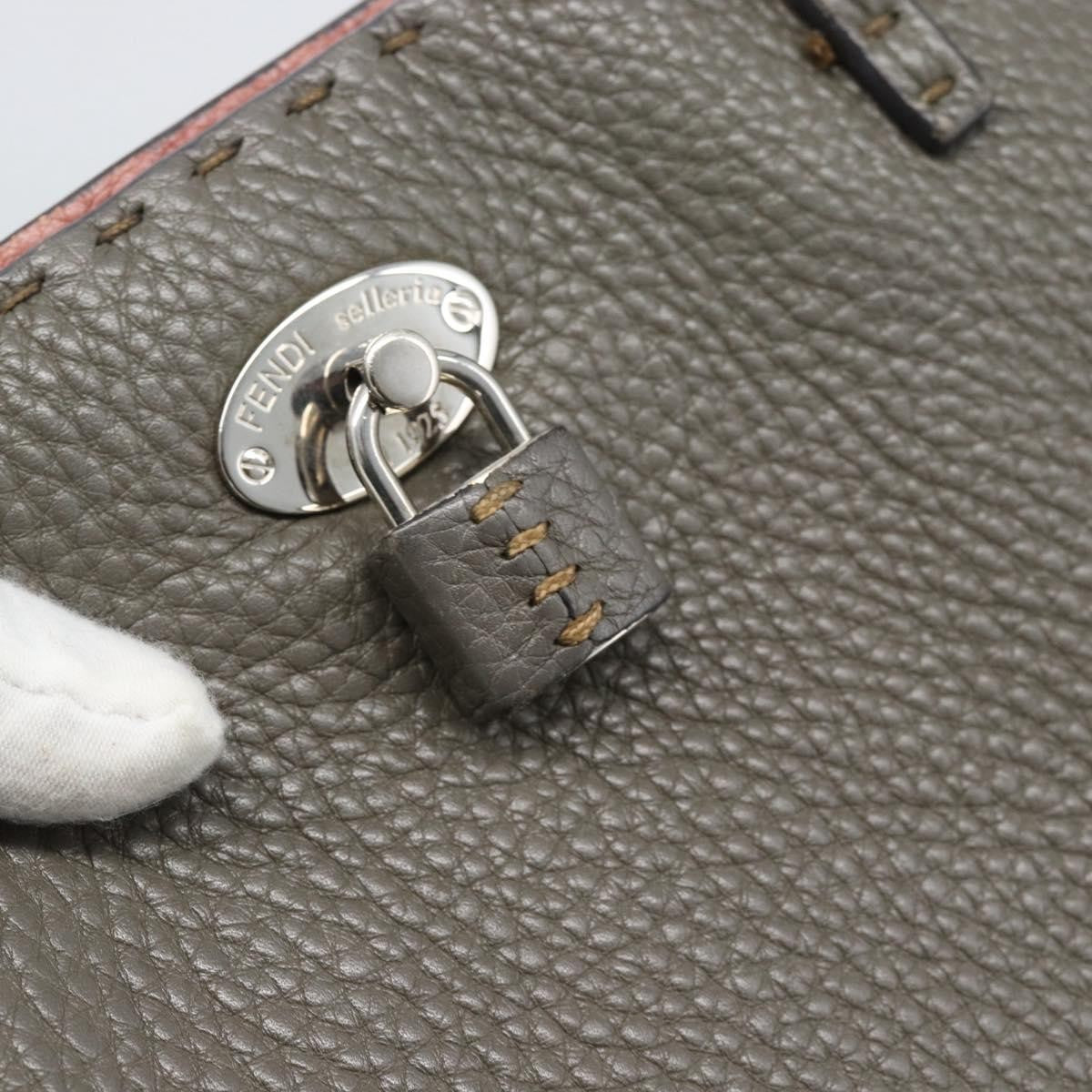 Fendi Selleria Carla Leather Gray Leather Tote Bag Bag (Pre-Owned)