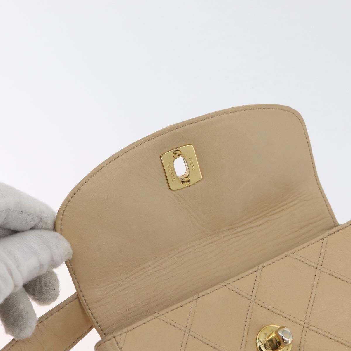 Chanel Cc Flap Belt Quilted Lambskin Beige Leather Clutche & Pouche Bag (Pre-Owned)