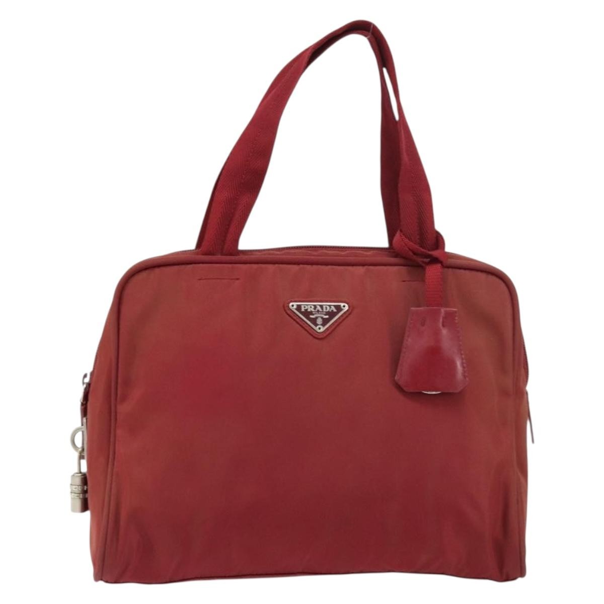 Prada Zip Around Tote Tessuto Red Nylon Shoulder Bag Bag (Pre-Owned)
