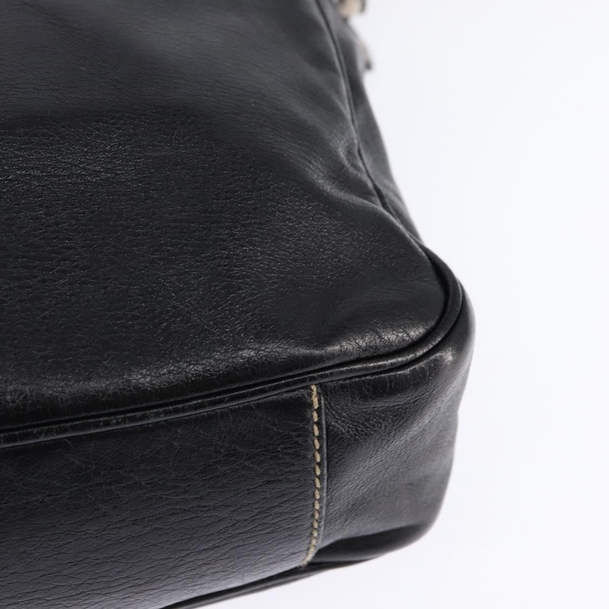 Gucci Front Zip Messenger Leather Black Leather Shoulder Bag Bag (Pre-Owned)