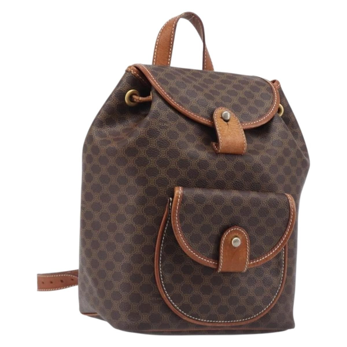Celine Vintage Macadam Canvas Brown Canvas Backpack Bag (Pre-Owned)