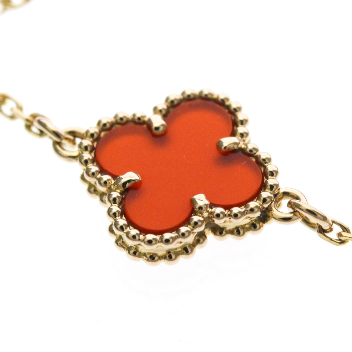 Van Cleef & Arpels Sweet Alhambra 18K Rose Gold And Carnelian Gold Pink_Gold Bracelet Jewelry (Pre-Owned)