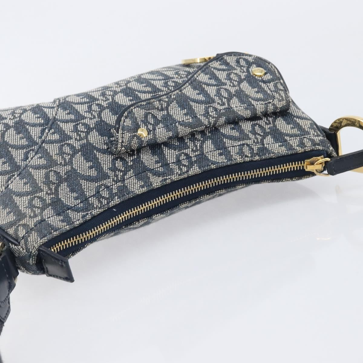 Christian Dior Saddle Messenger Oblique Canvas Navy Canvas Clutche & Pouche Bag (Pre-Owned)