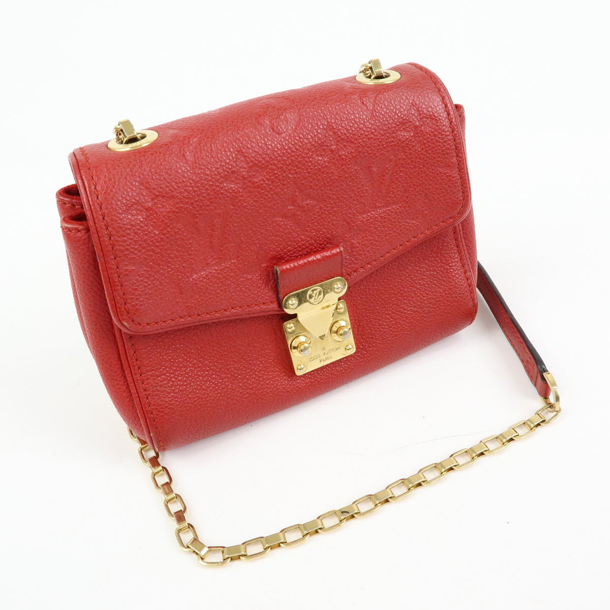 Louis Vuitton Saint Germain Monogram Empreinte Leather Red Leather Handbag (Pre-Owned)