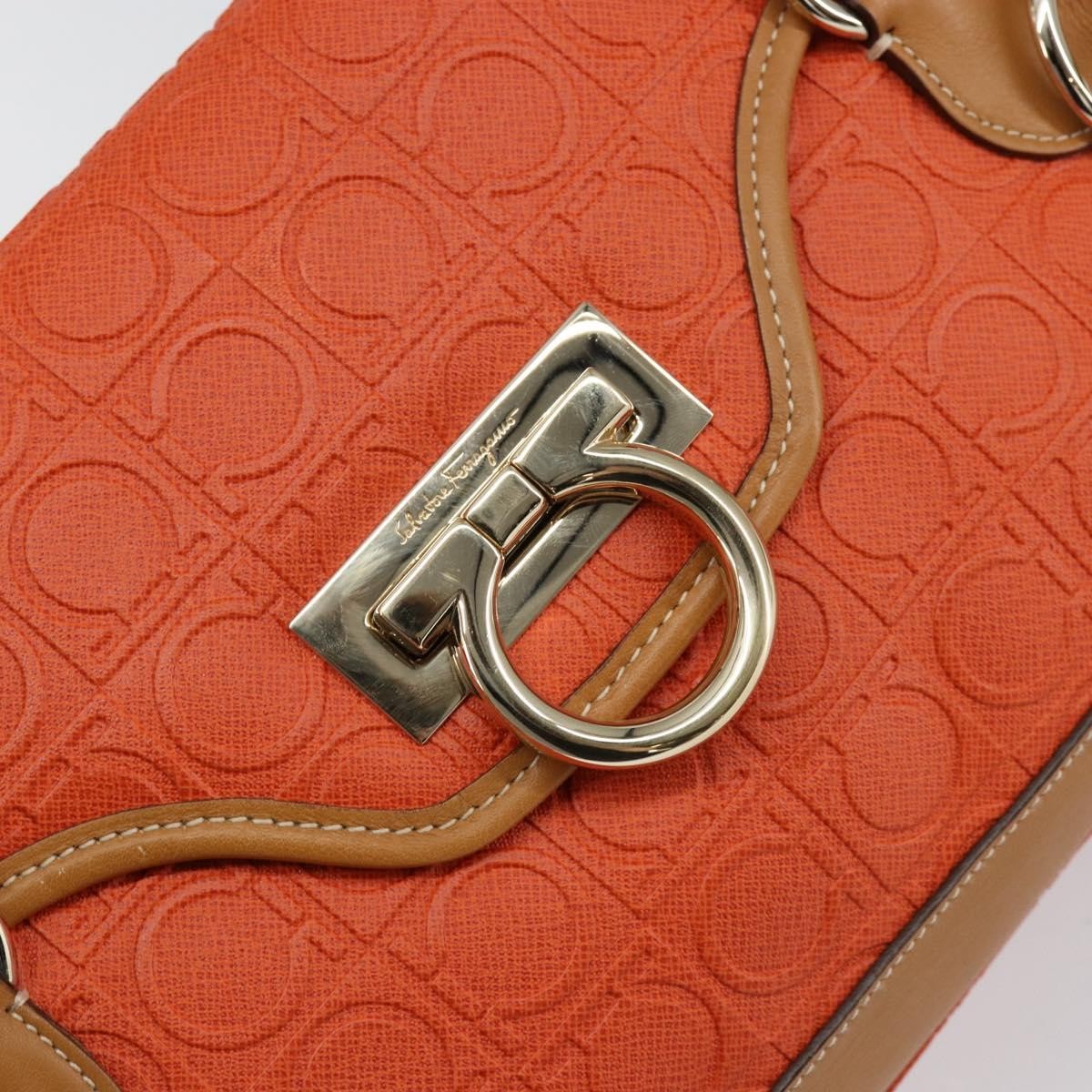Salvatore Ferragamo Gancini Canvas Orange Pvc Shoulder Bag Bag (Pre-Owned)
