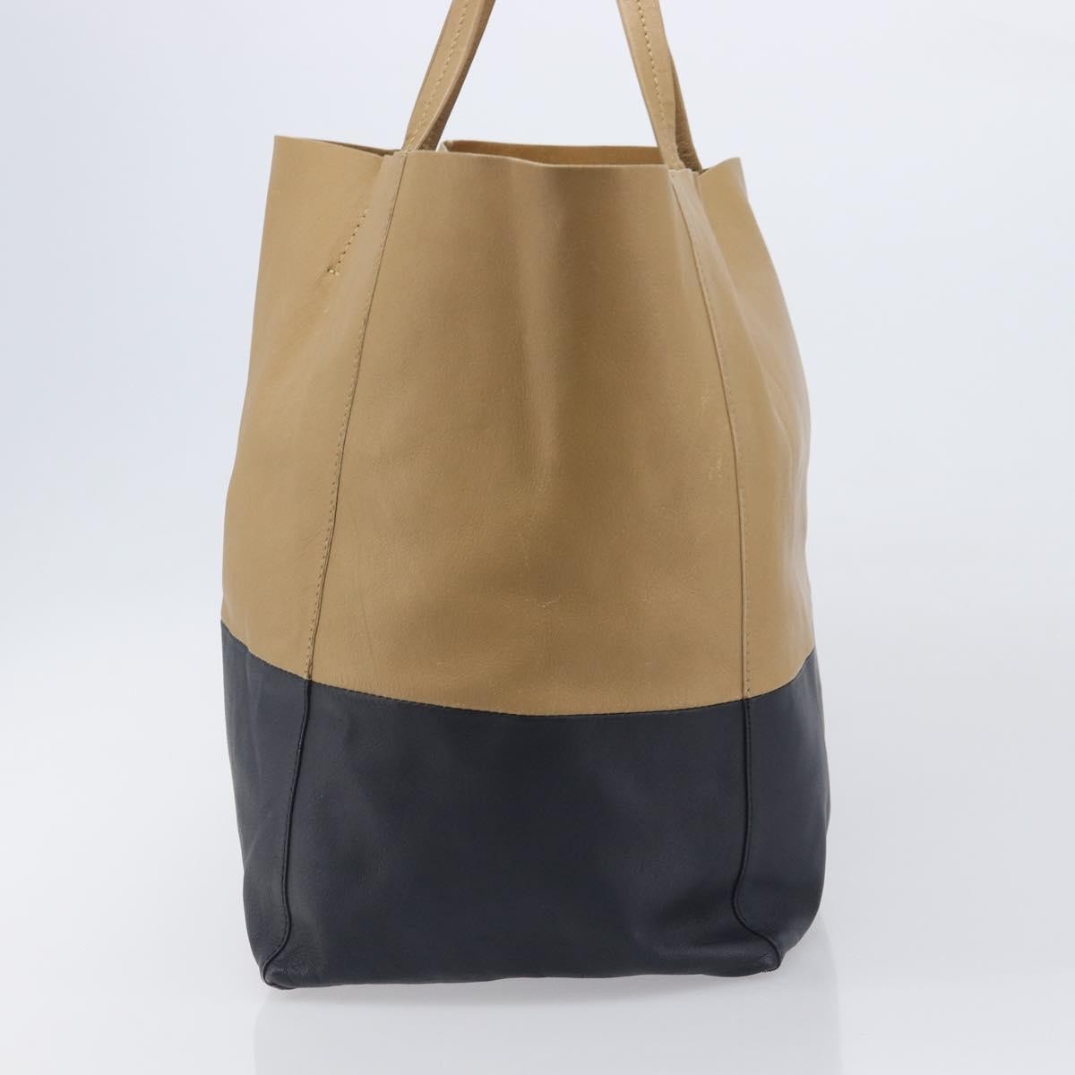 Celine Horizontal Bi-Cabas Leather Beige Leather Tote Bag Bag (Pre-Owned)