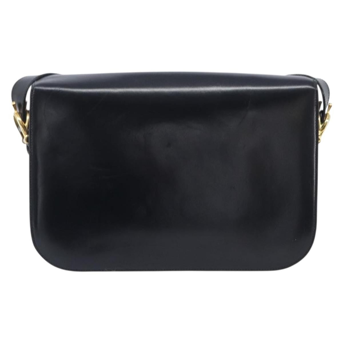 Celine Horse Carriage Leather Black Leather Shoulder Bag Bag (Pre-Owned)