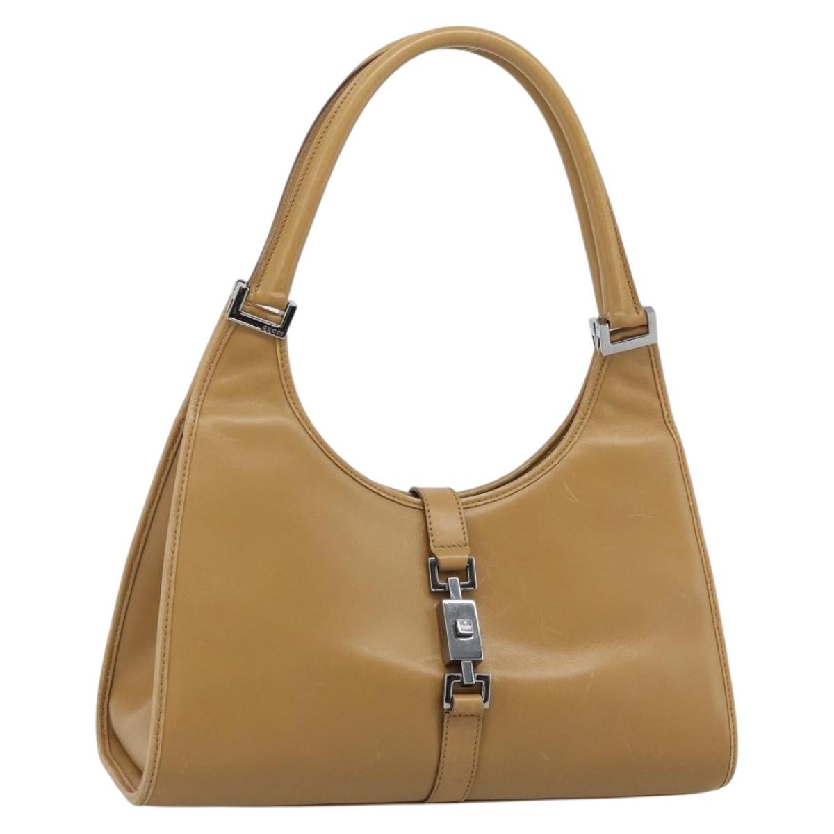Gucci Jackie O Leather Beige Leather Handbag (Pre-Owned)