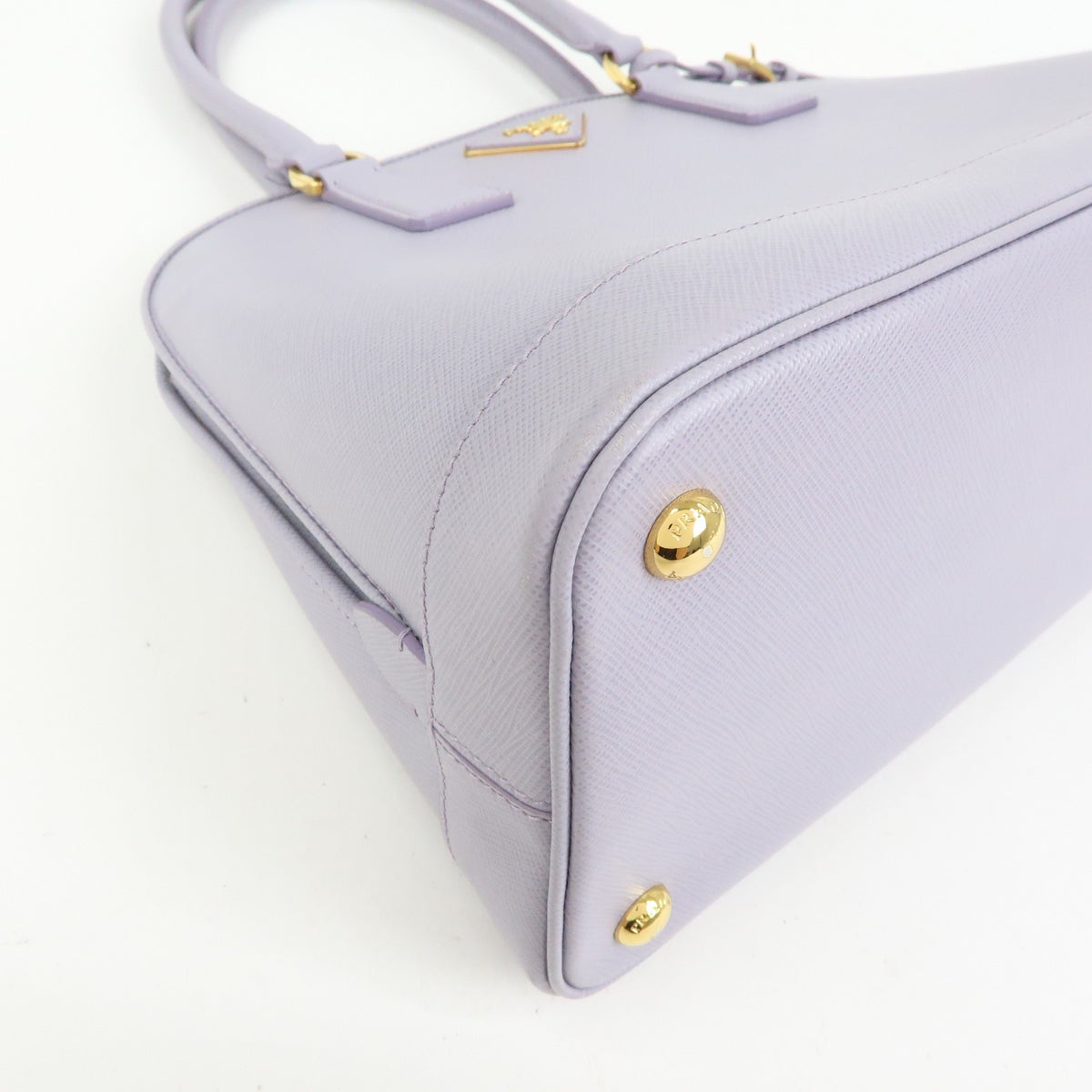 Prada Open Promenade Saffiano Leather Purple Leather Handbag (Pre-Owned)