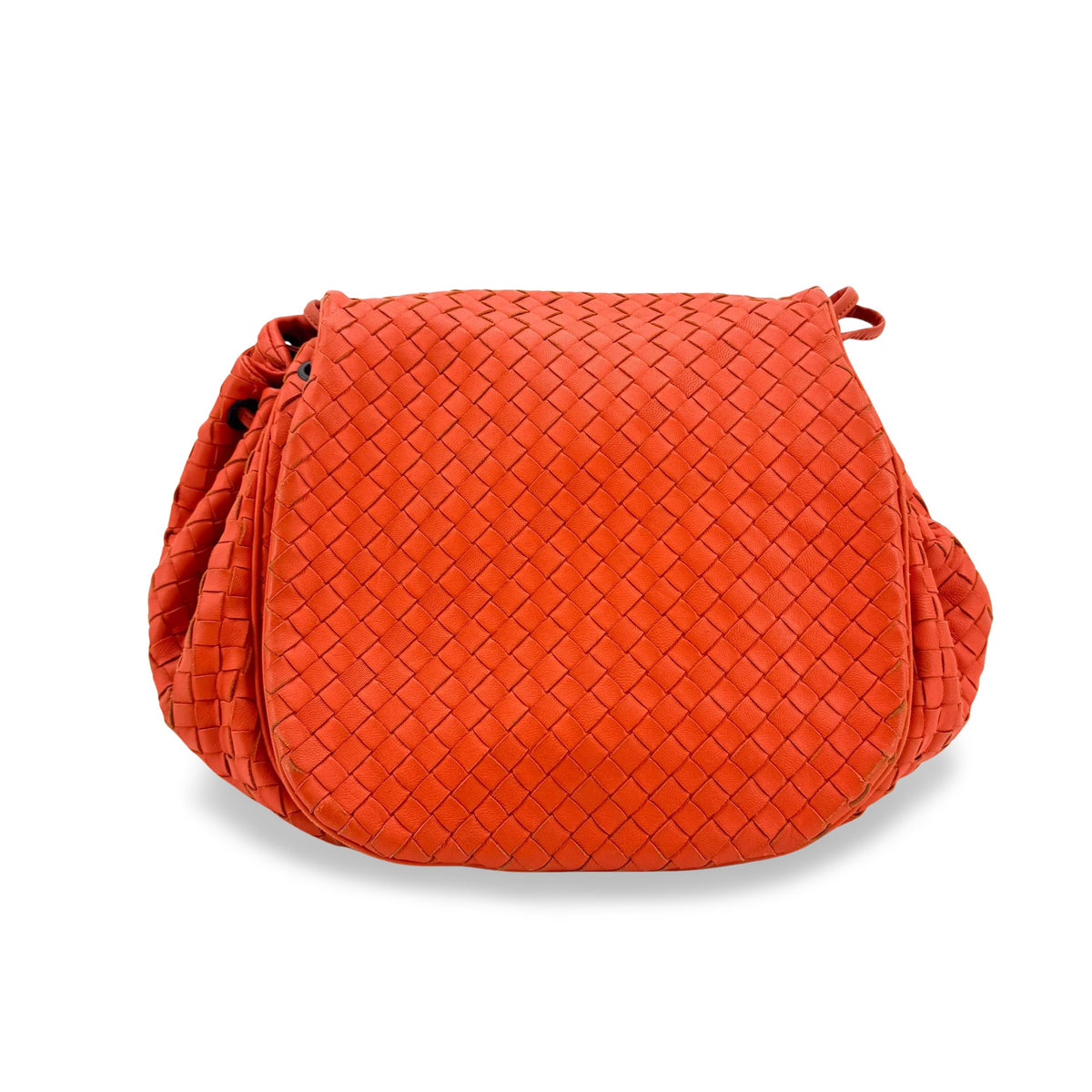 Bottega Veneta Convertible Flap Intrecciato Nappa Orange Leather Shoulder Bag Bag (Pre-Owned)