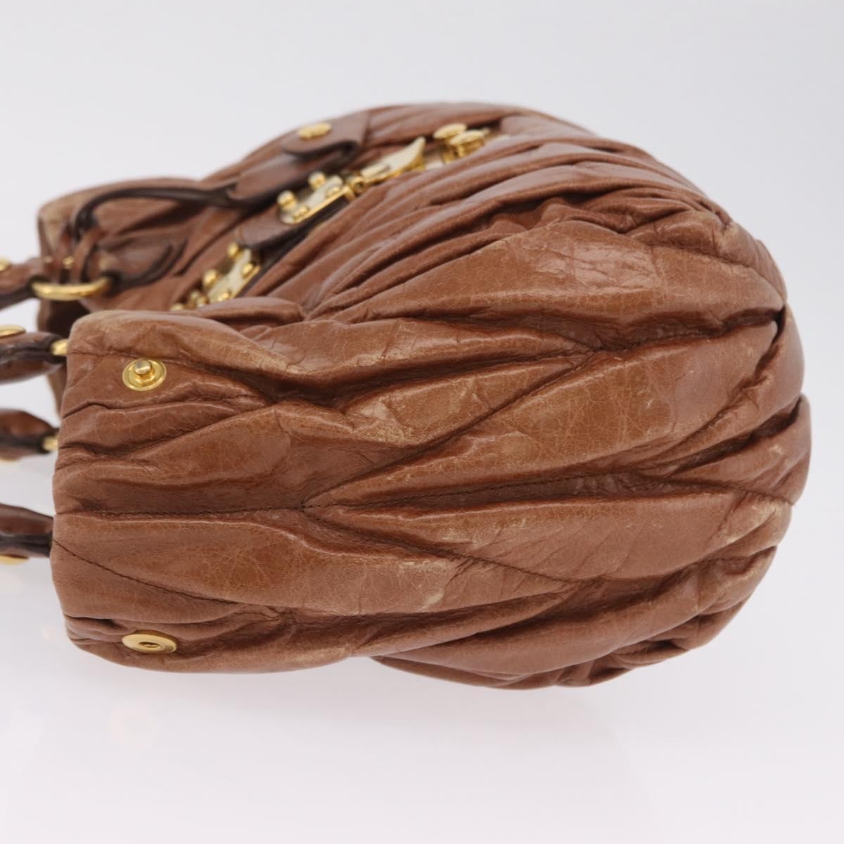 Miu Miu Coffer Satchel Matelasse Leather Brown Leather Handbag (Pre-Owned)