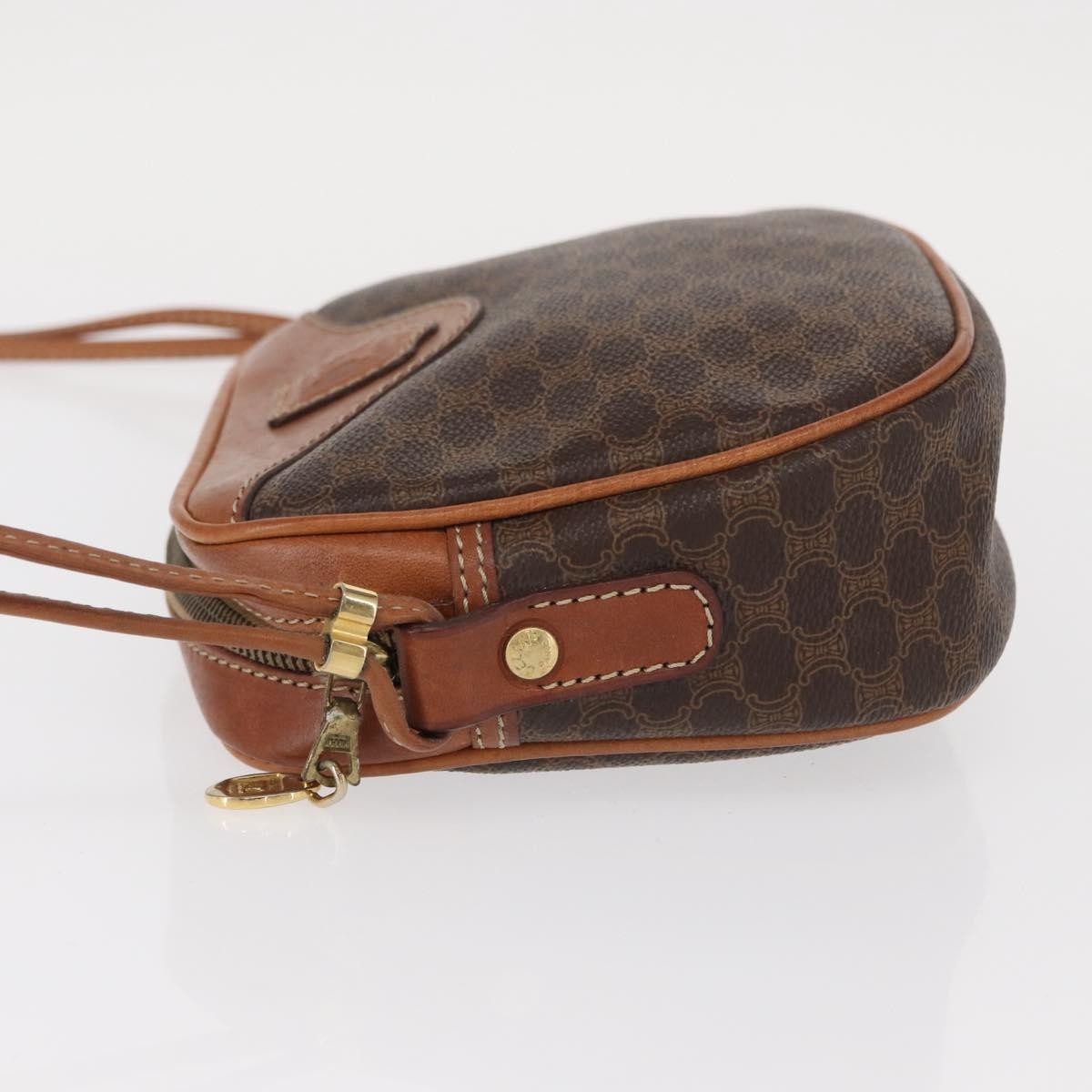 Celine Vintage Macadam Canvas And Leather Brown Canvas Shoulder Bag Bag (Pre-Owned)