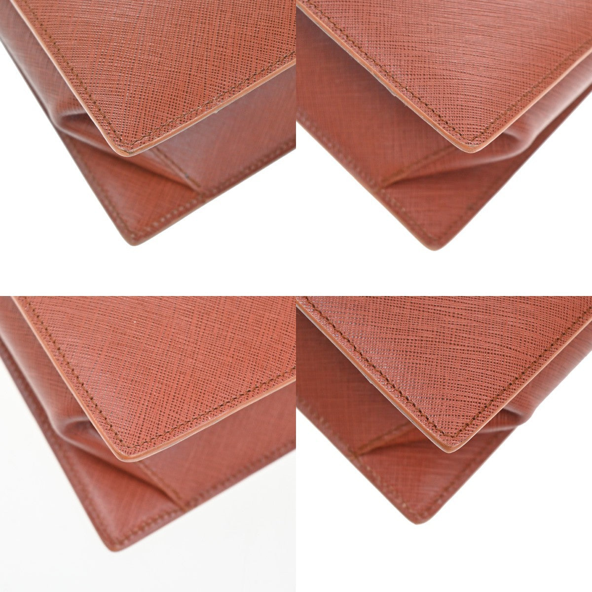 Salvatore Ferragamo Double Gancini Top Handle Saffiano Leather Brown Leather Handbag (Pre-Owned)