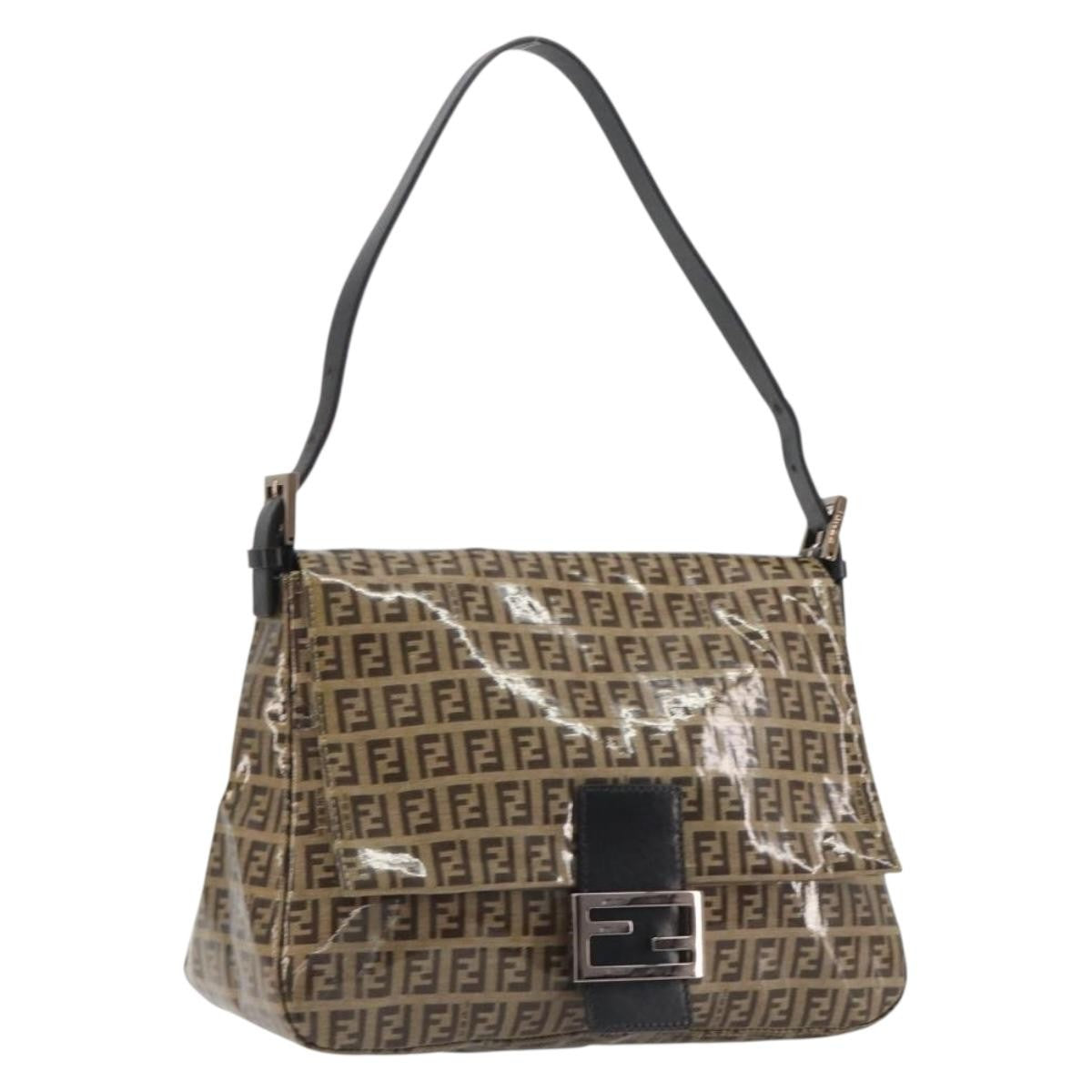 Fendi Mamma Baguette Zucchino Canvas Brown Canvas Shoulder Bag Bag (Pre-Owned)