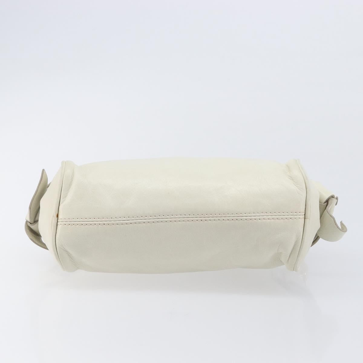 Miu Miu Beau Top Handle Leather White Leather Handbag (Pre-Owned)