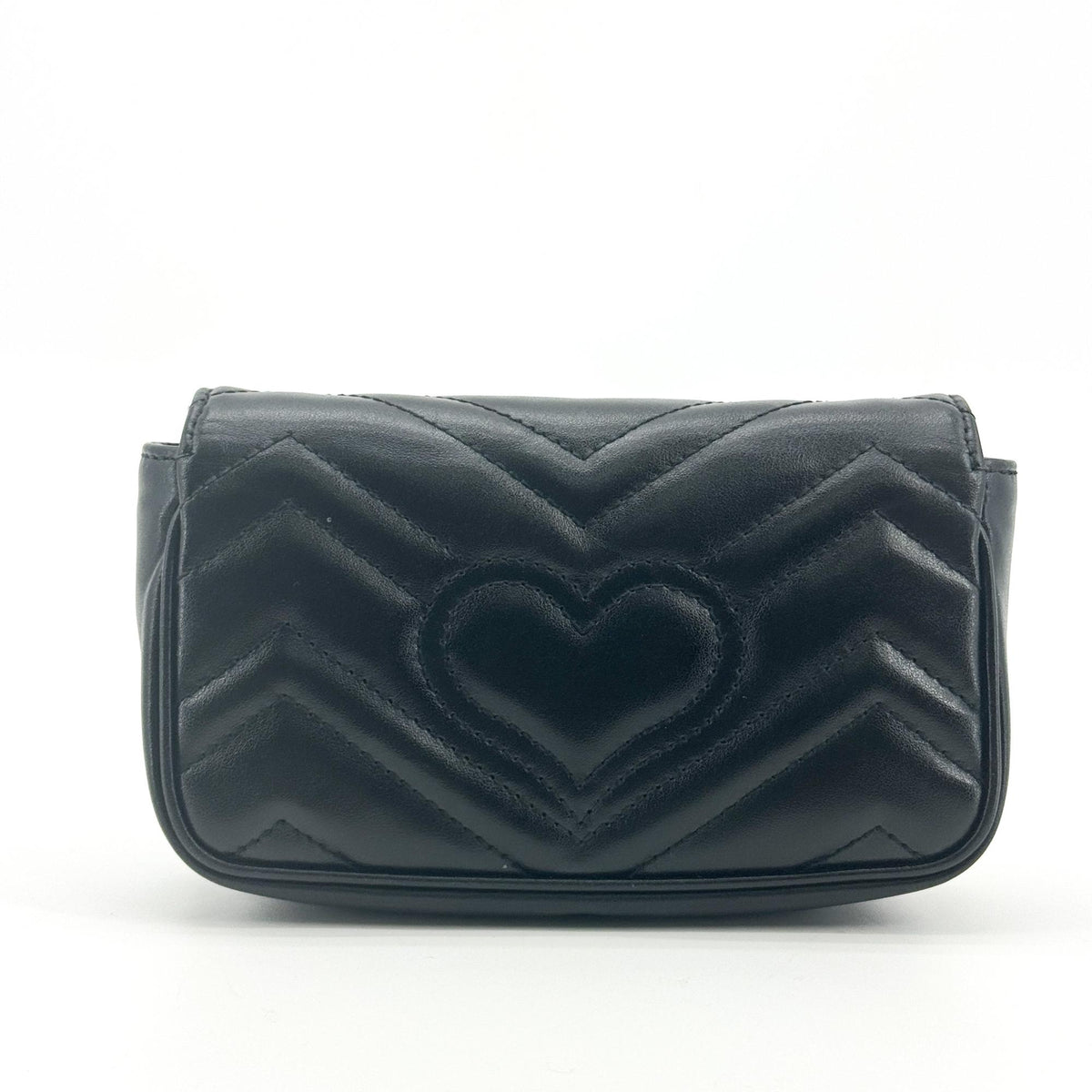 Gucci Gg Marmont Flap Matelasse Leather Black Calfskin Handbag (Pre-Owned)