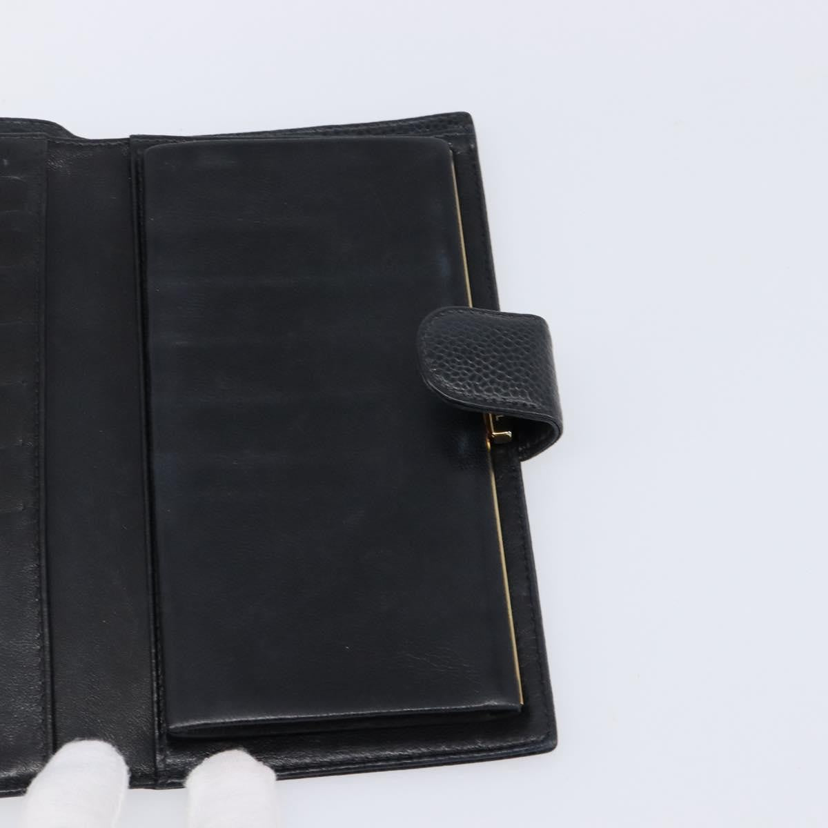Chanel Vintage Cc Bifold Leather Black Leather Wallets Accessory (Pre-Owned)