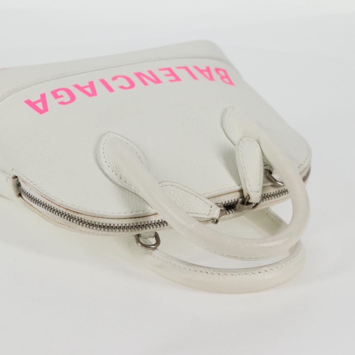 Balenciaga Logo Ville Leather White Leather Handbag (Pre-Owned)