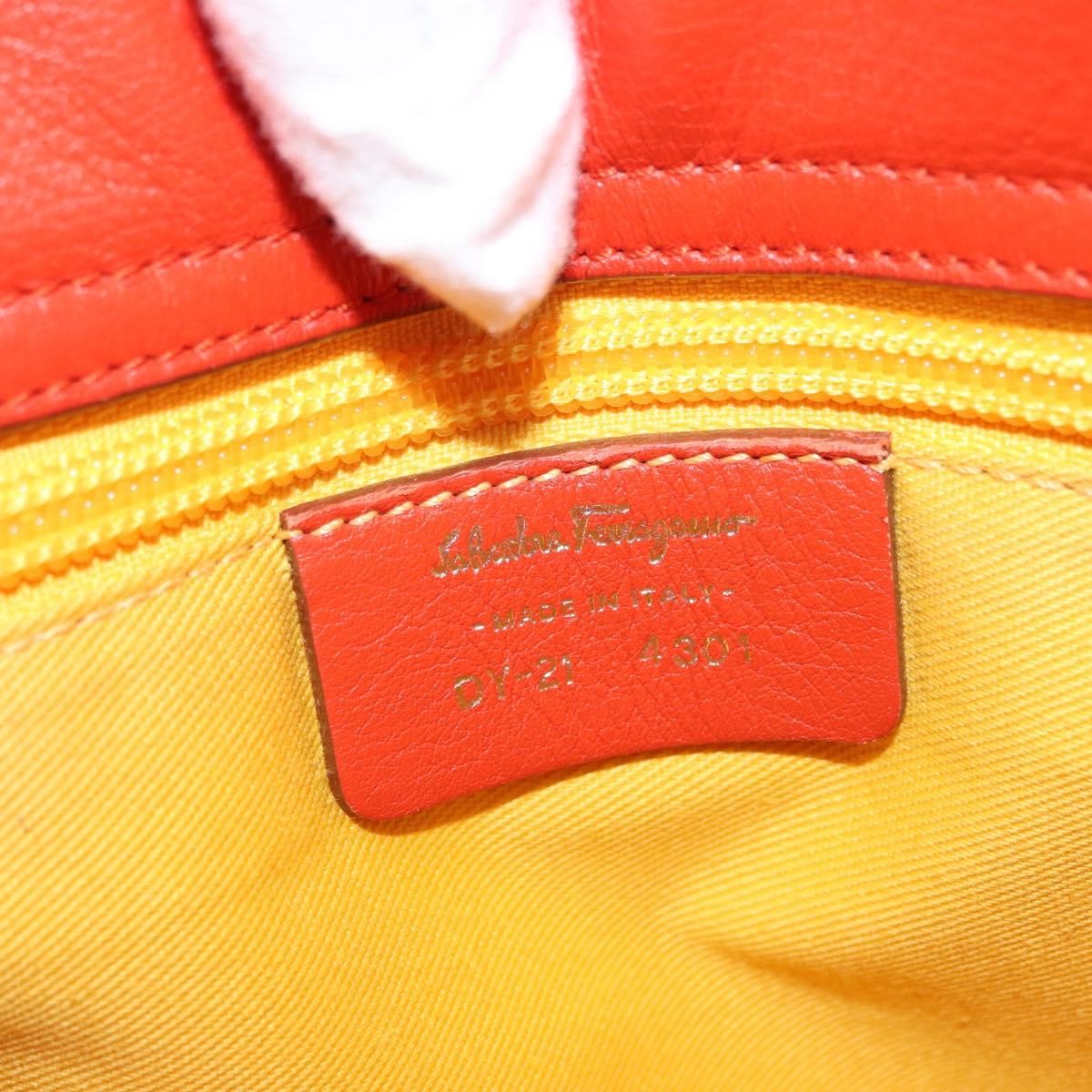 Salvatore Ferragamo Gancini Leather Orange Leather Handbag (Pre-Owned)